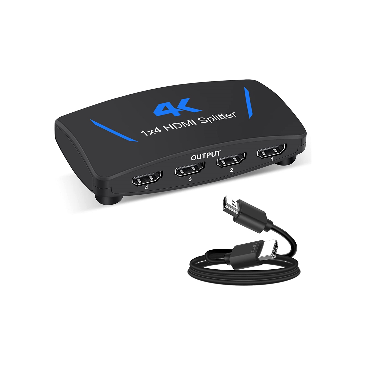 NIERBO 4K Hdmi Splitter 1x4, HDMI Splitter 1 in 4 Out, HDMI Splitter Supports Full HD1080P 4K and 3D, Compatible with Xbox PS3/4 Roku Blu-Ray Player HDTV