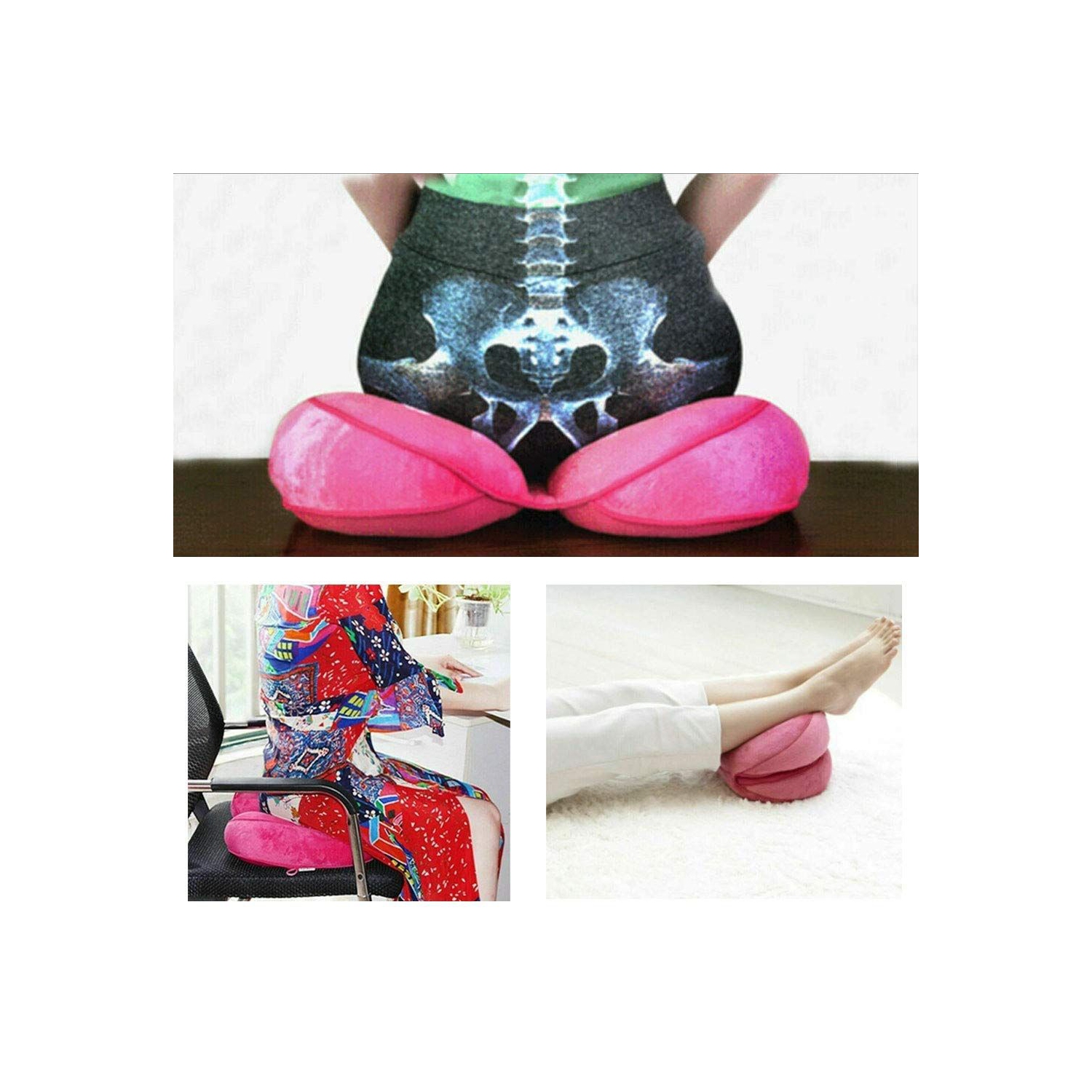 Dual Comfort Cushion Lift Hips Up Seat Pad Cushion, Lift Hips Up Seat Cushion, Folding Orthopedic Memory Foam Support Cushion for Sciatica