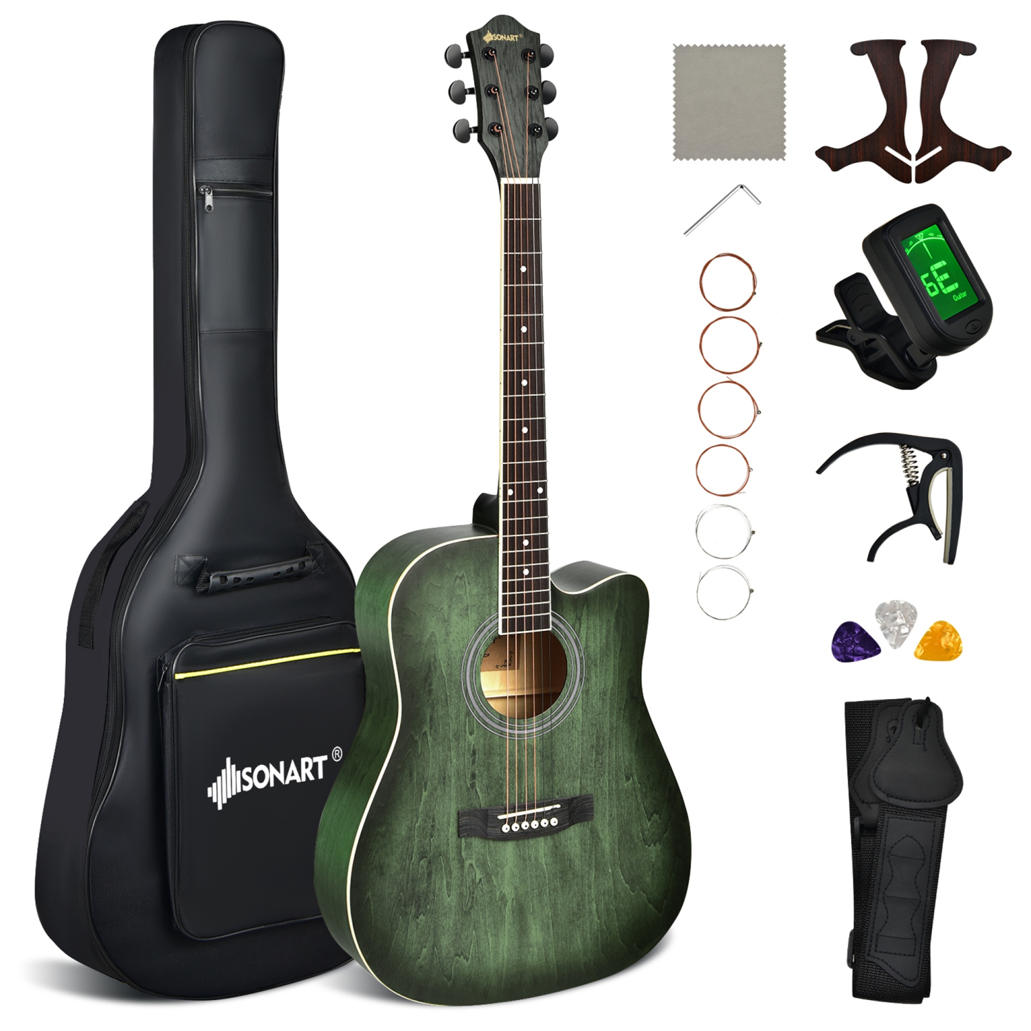 Gymax 41'' Full Size Dreadnought Cutaway Acoustic Guitar Kit Beginner Guitarra