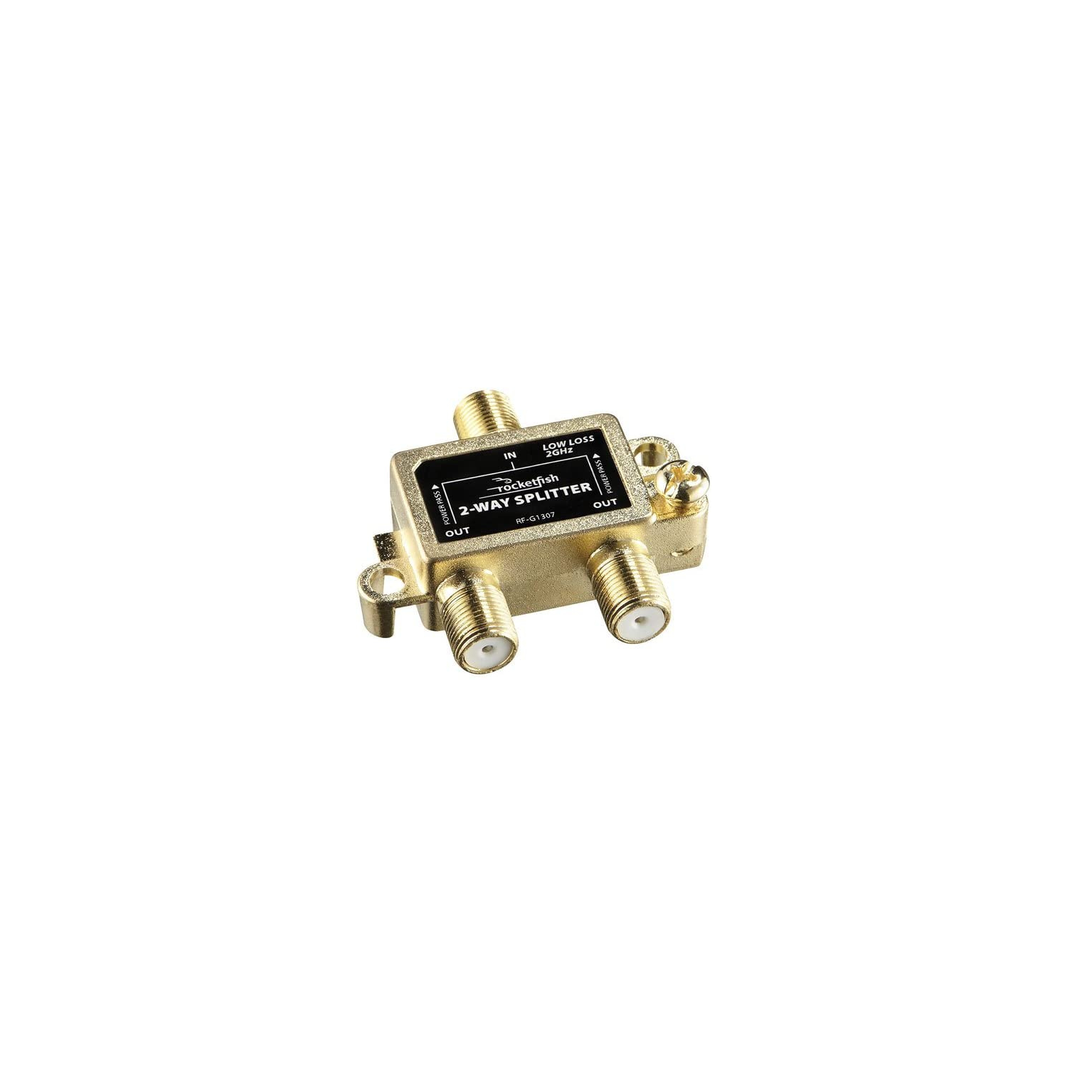 Open Box - Rocketfish RF-G1307 2-Way Coaxial Splitter-Golden