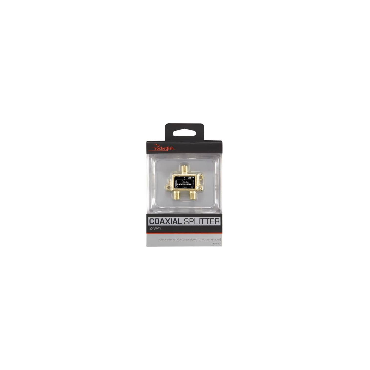 Open Box - Rocketfish RF-G1307 2-Way Coaxial Splitter-Golden