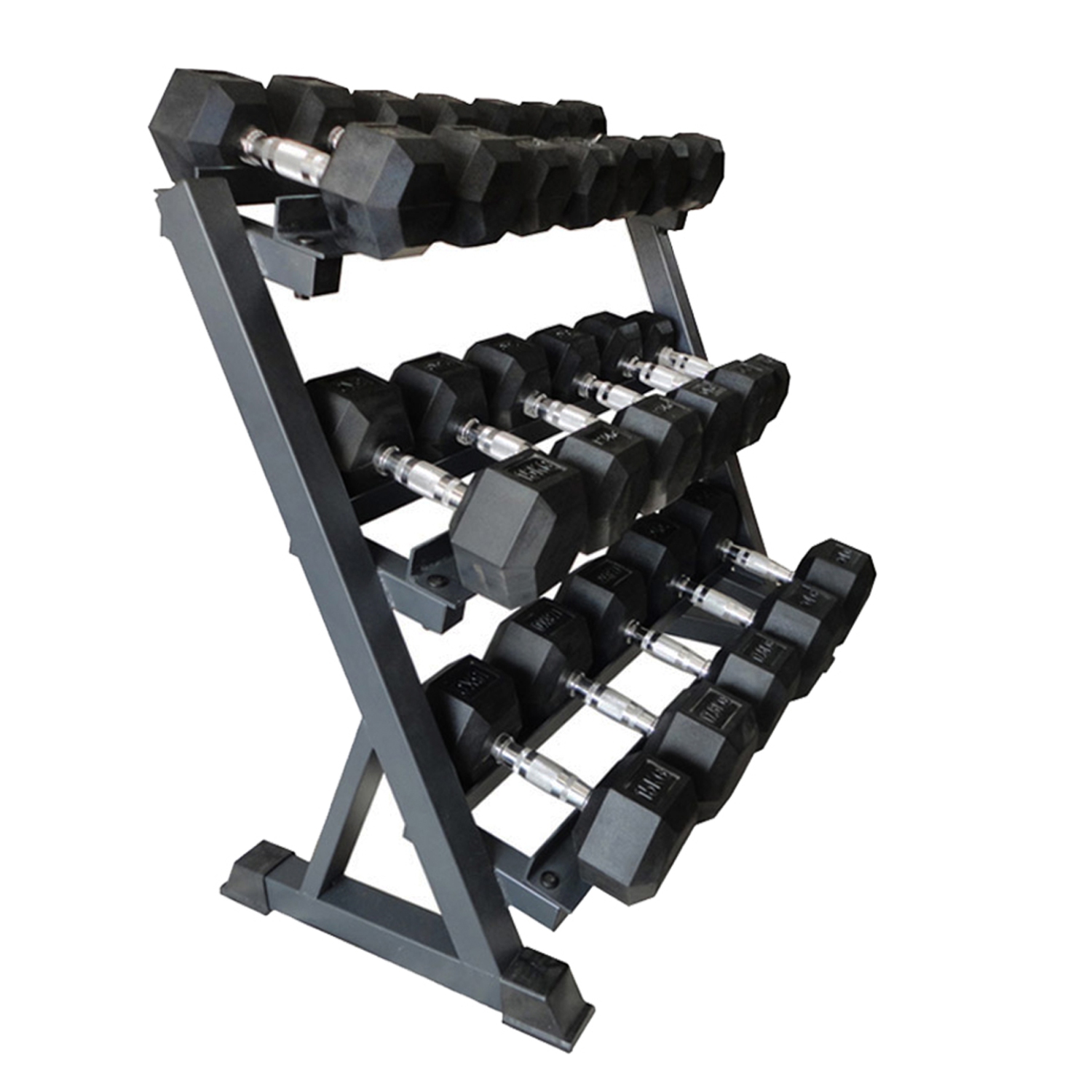 Support D'haltères à 3 Niveaux Rangement Multi-Niveaux