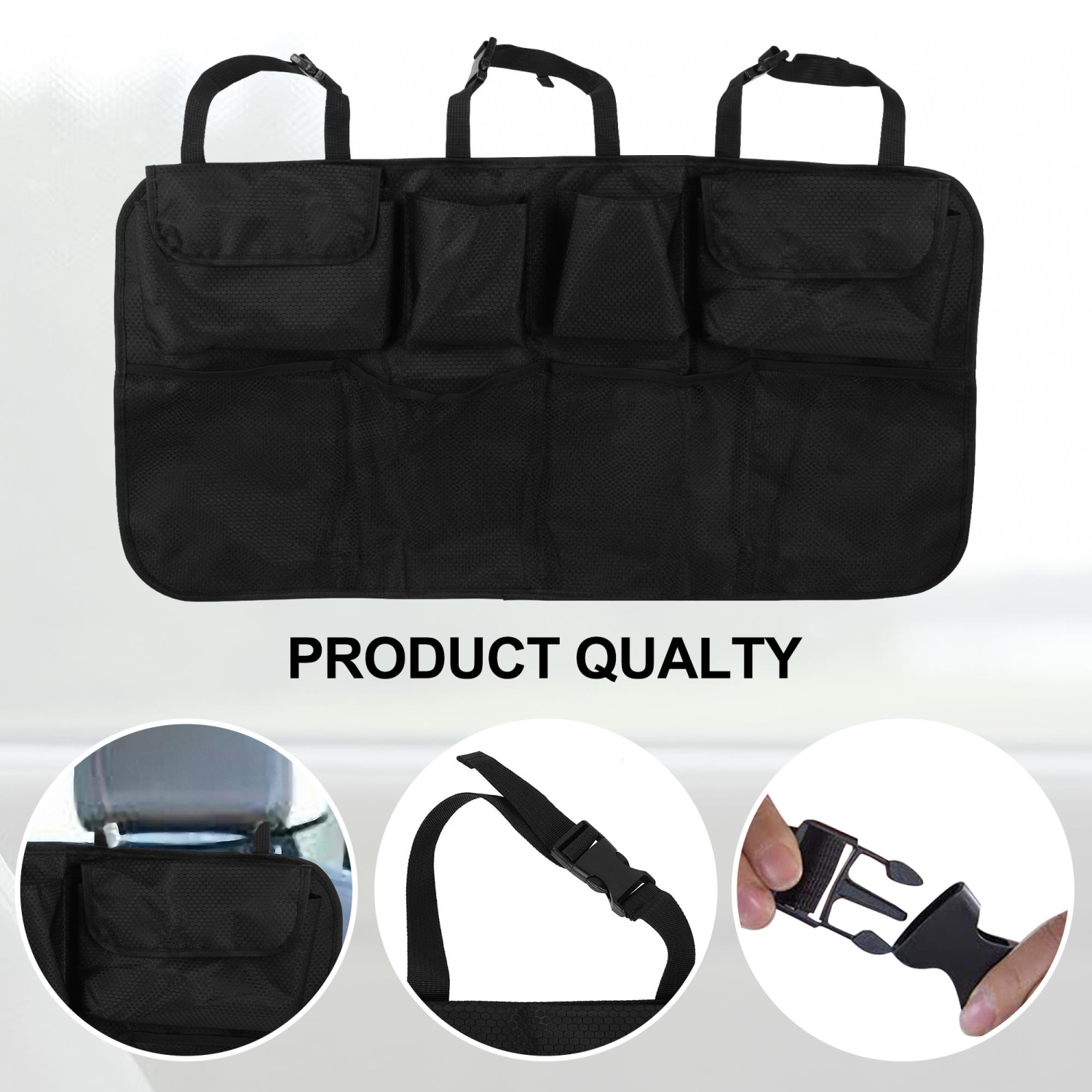 Super Capacity Car Trunk Space Saving Car Hanging Organizer with Stick Stripes with 8 storage bag- LIVINGbasics®