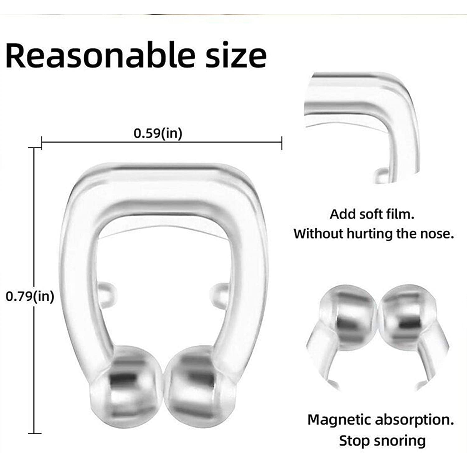 4 pinces magnétiques anti-ronflement pour le nez en silicone, sommeil silencieux