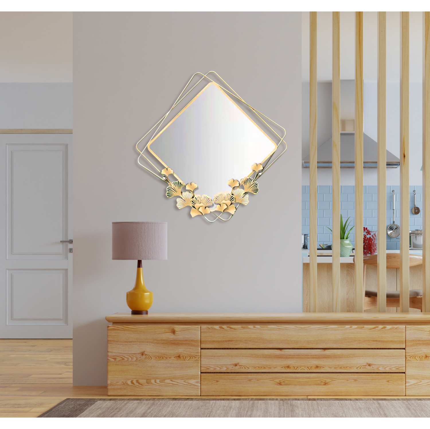 Square metal decorative mirror