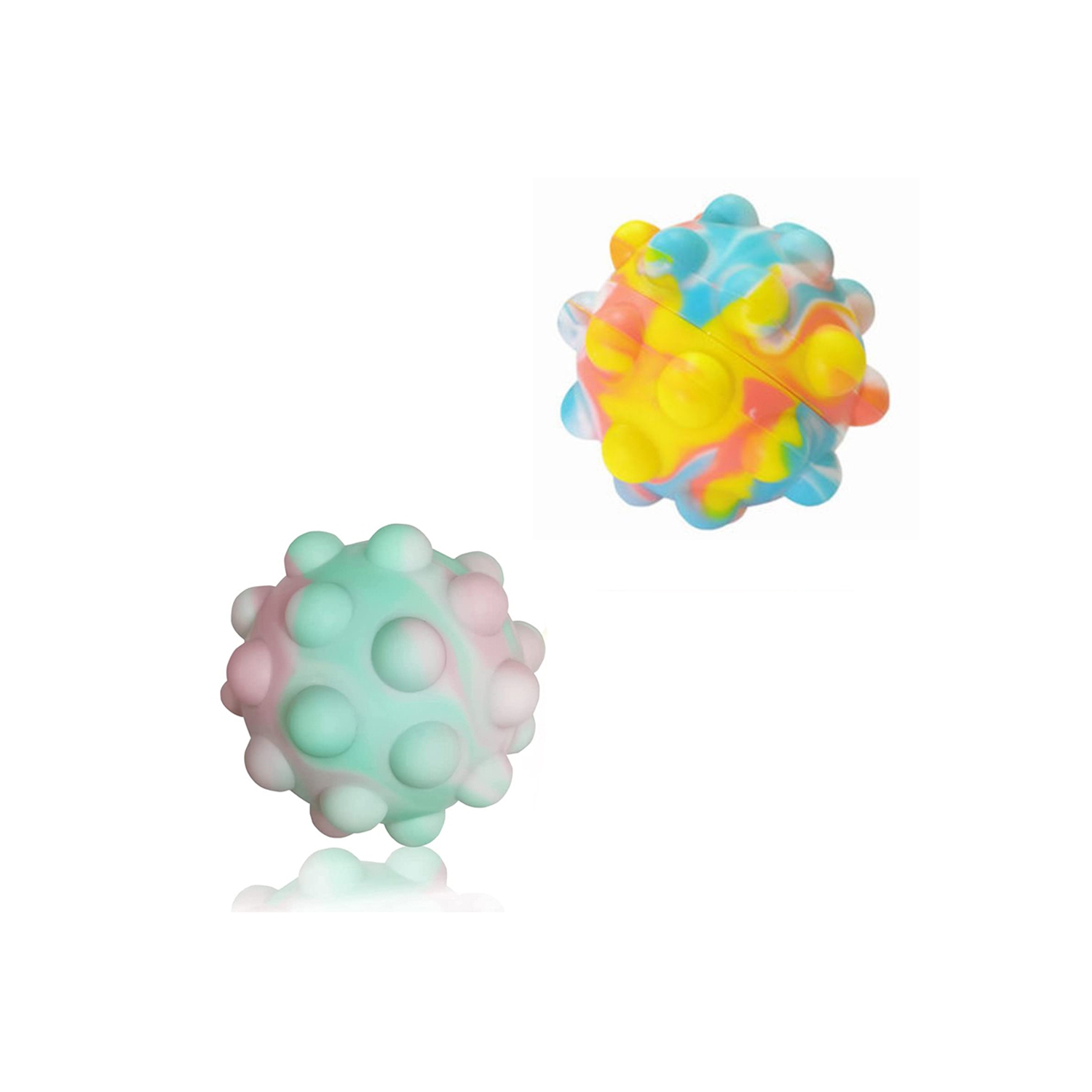 3D Fidget Popping Squeeze Wave Color Shape Bubble Balls - 2 Pieces Set