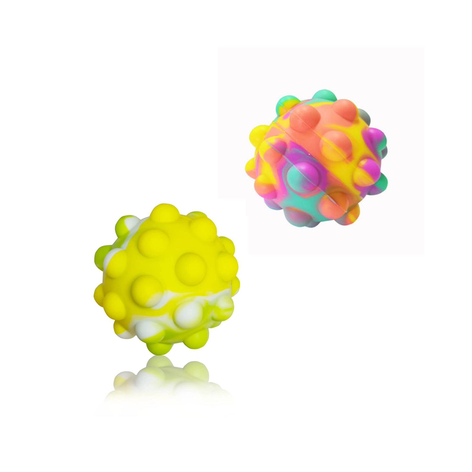 3D Fidget Popping Squeeze Straight Color Shape Bubble Balls - 2 Pieces Set