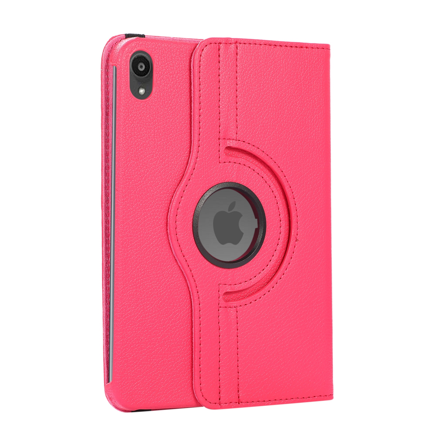 TopSave 360 Rotating PU Leather Tablet Case Cover For Apple iPad Mini 6, Hot Pink