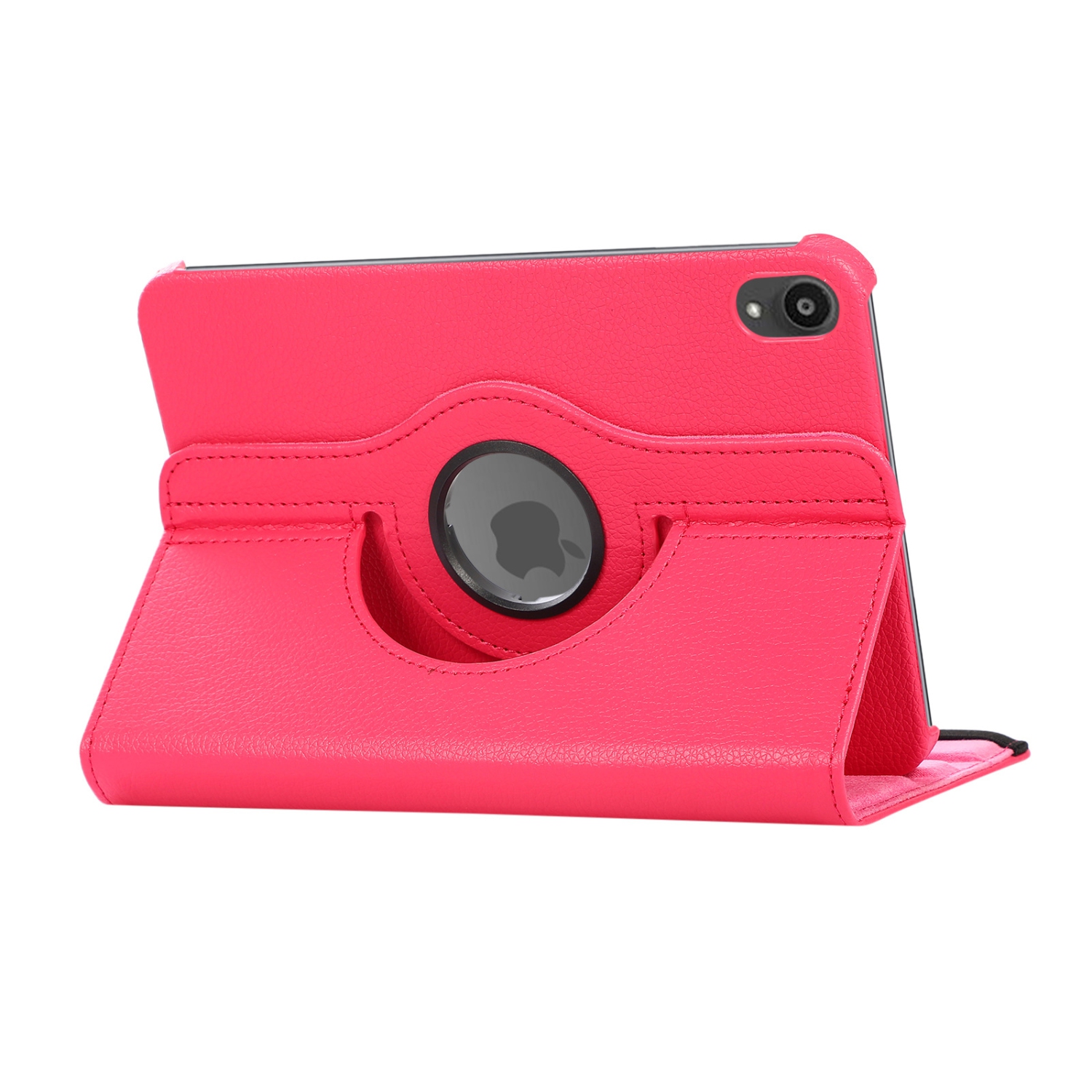 TopSave 360 Rotating PU Leather Tablet Case Cover For Apple iPad Mini 6, Hot Pink