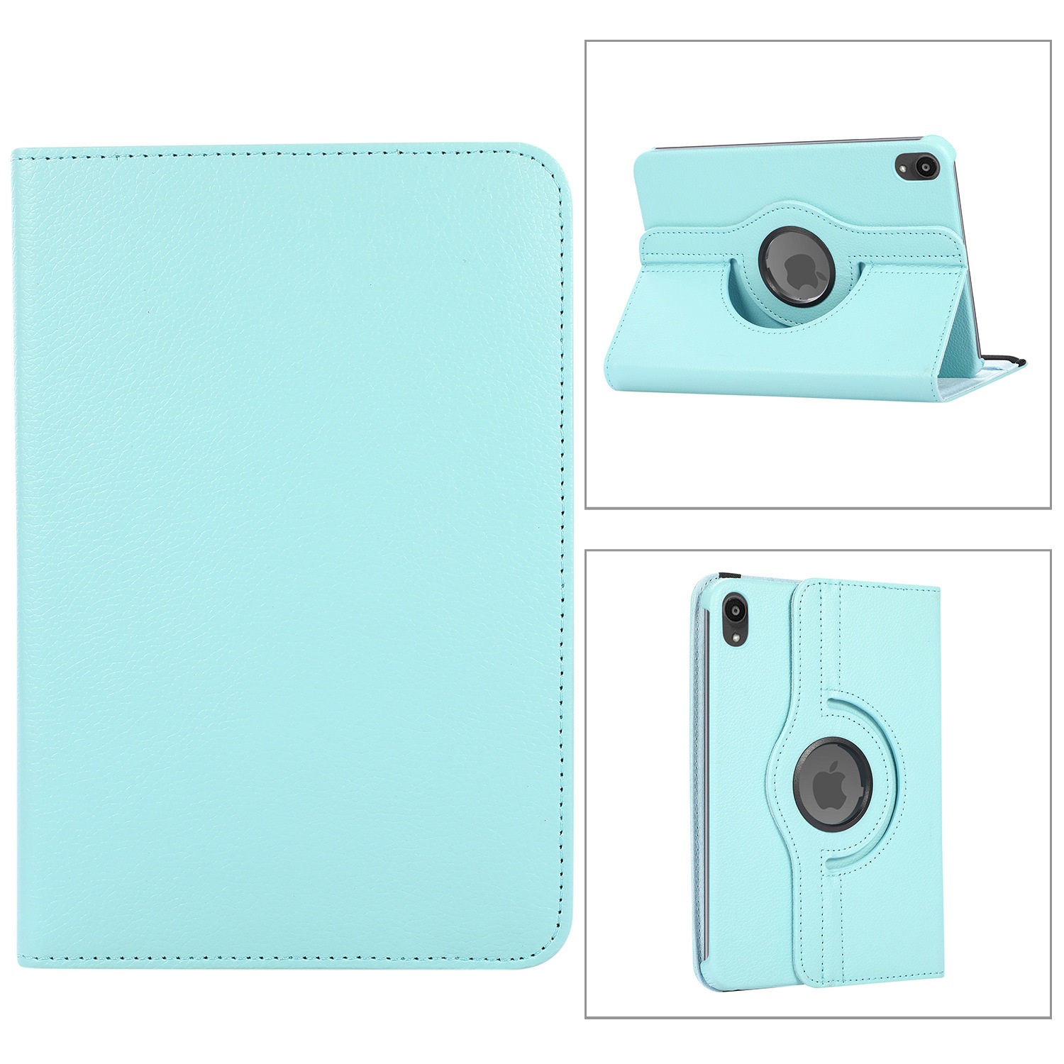 TopSave 360 Rotating PU Leather Tablet Case Cover For Apple iPad Mini 6, Light Blue