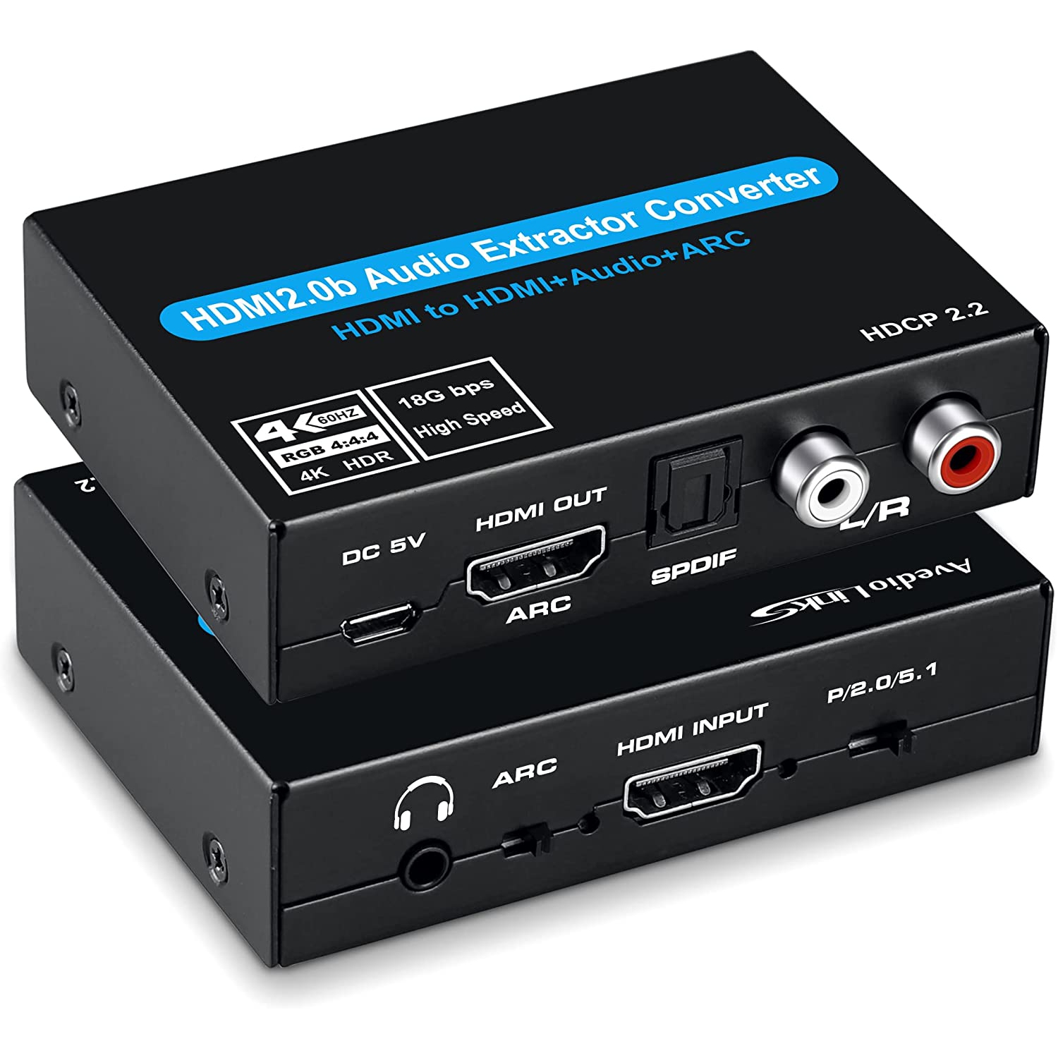 NIERBO 4K@60HZ HDMI Audio Extractor, HDMI to HDMI with Optical TOSLINK SPDIF + 5.1/2CH + 3.5mm RCA R/L Audio Converter HDMI Audio Splitter Adapter Supports HDMI 2.0, HDCP 2.2, 18Gpbs for PS5