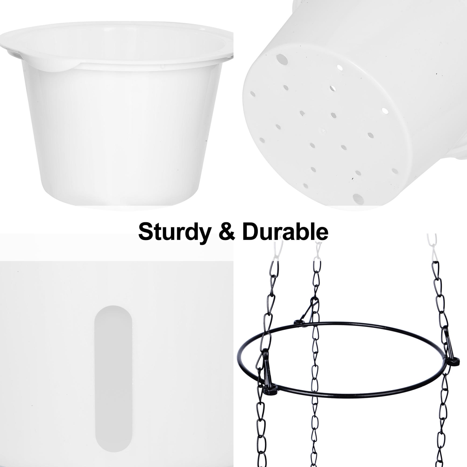 2-Tiered Outdoor Indoor Self Watering Hanging Planter with Drainer and Chain for Plants Flowers Herbs Planters