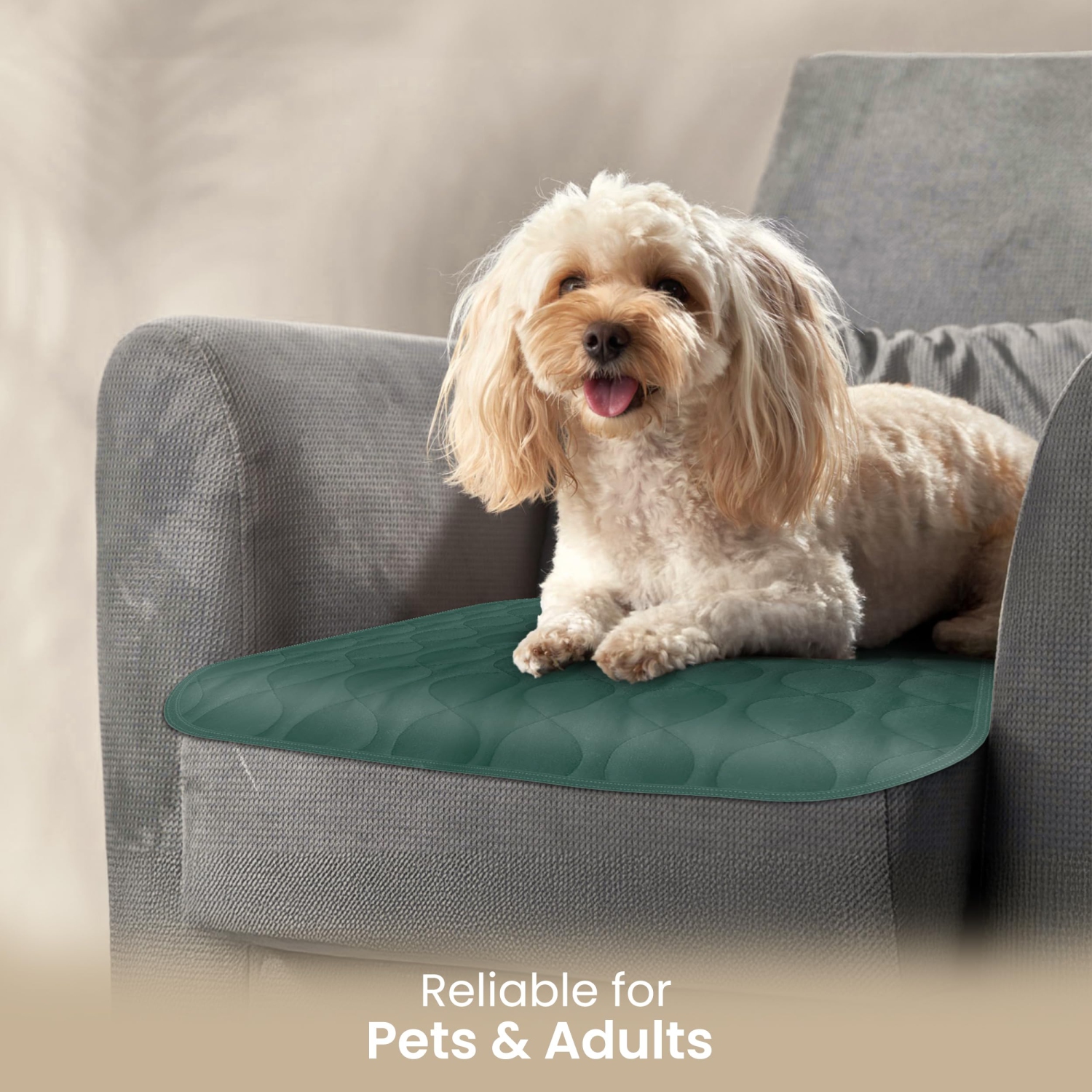 Blocs de chaise réutilisables en lin canadien, 20 x 20 po, paq. 3, doux absorbants imperméables, 100 % coton matelassé perméable à l'air, vert