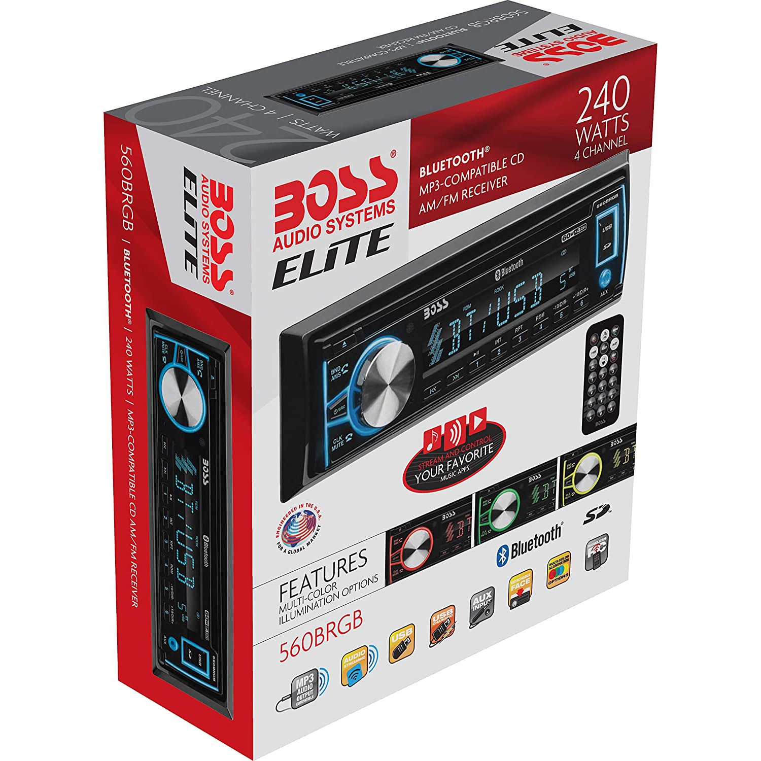Boss 560BRGB récepteur multimédia simple DIN avec Bluetooth