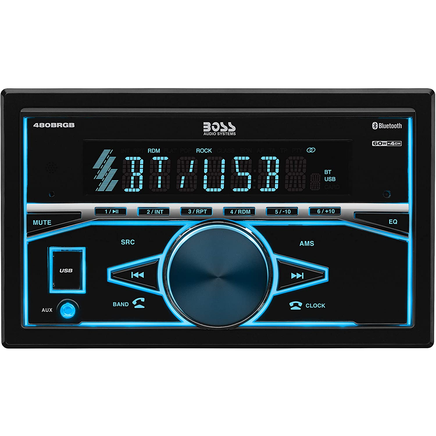 BOSS Audio Elite 480BRGB double DIN, Bluetooth, récepteur AM/FM MP3 USB, éclairage RVB multicolore, télécommande sans fil