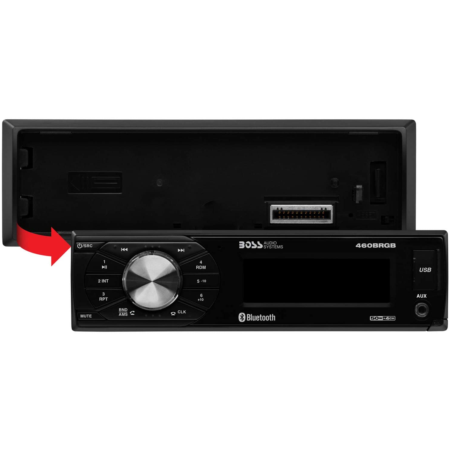 BOSS Audio Systems – système audio multimédia 460BRGB pour l’auto – simple DIN, MP3, port USB, pas de lecteur de CD, entrée auxiliaire, récepteur