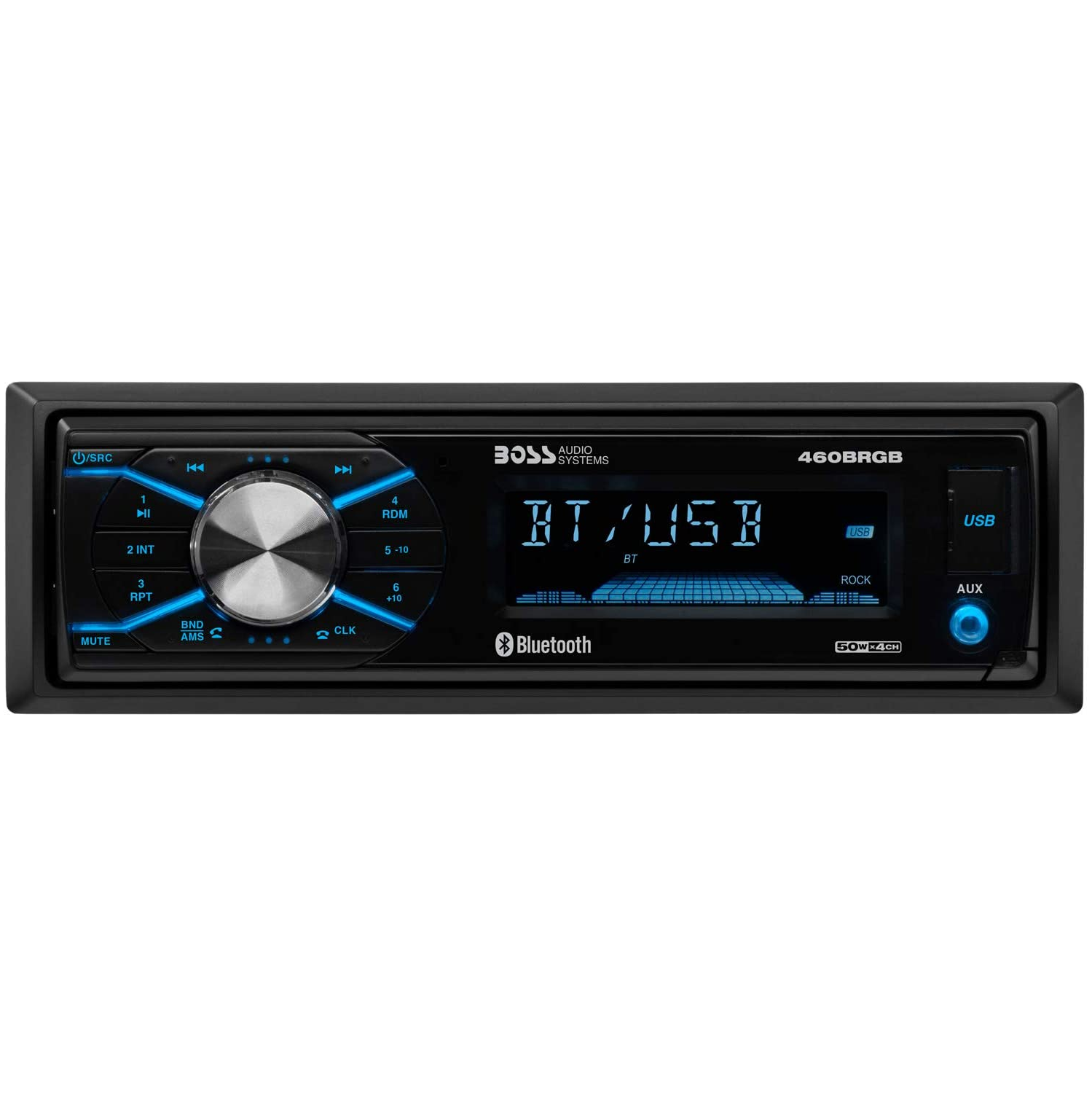 BOSS Audio Systems – système audio multimédia 460BRGB pour l’auto – simple DIN, MP3, port USB, pas de lecteur de CD, entrée auxiliaire, récepteur