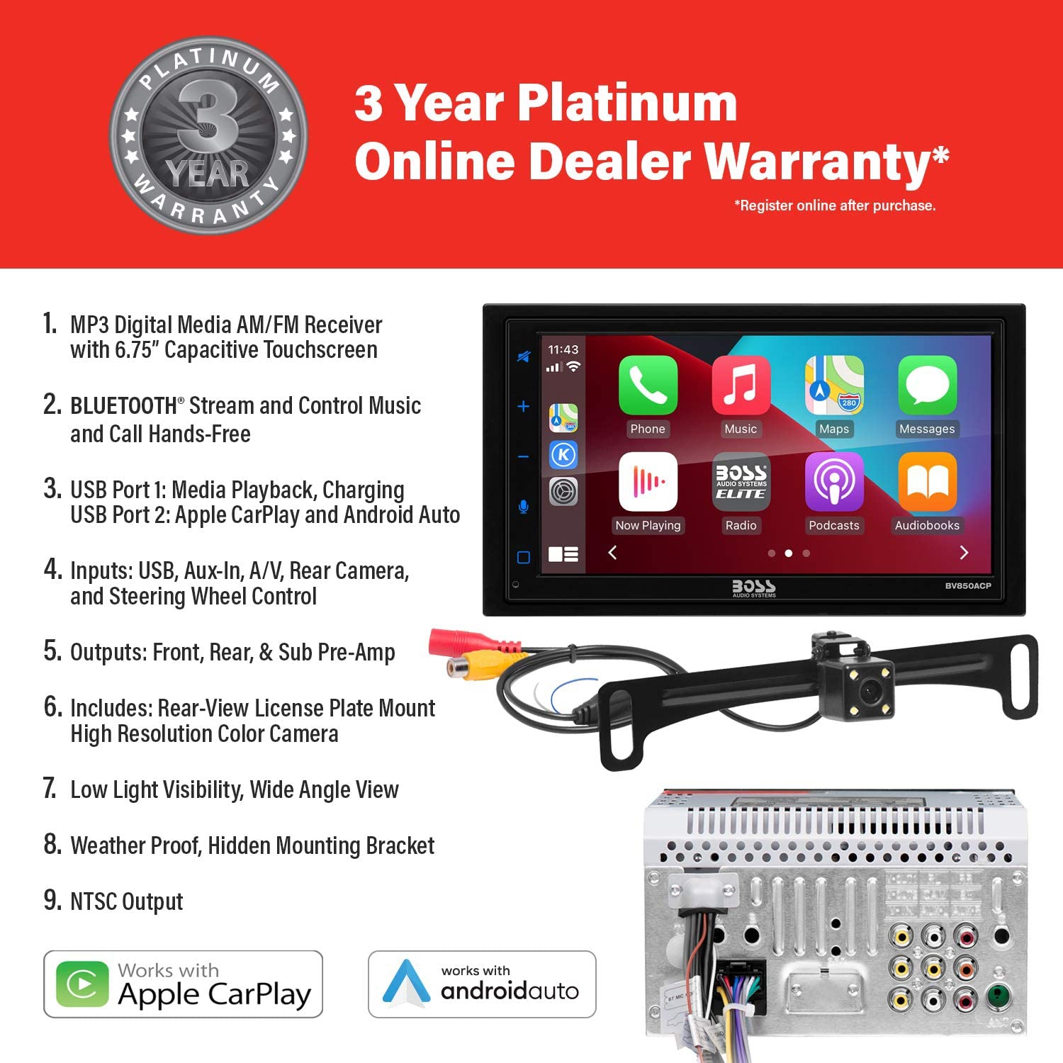 BOSS Audio Systems Elite BV850ACP Car Multimedia Player