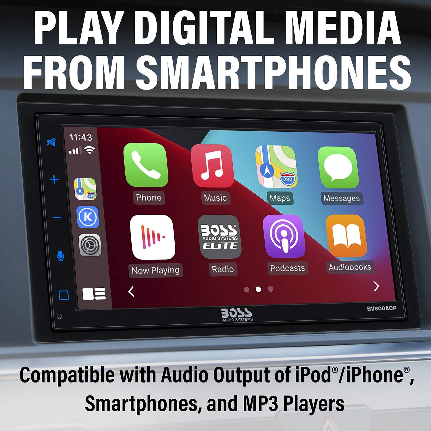 BOSS Audio BV800ACP lecteur multimédia à écran tactile Bluetooth double DIN pour véhicule