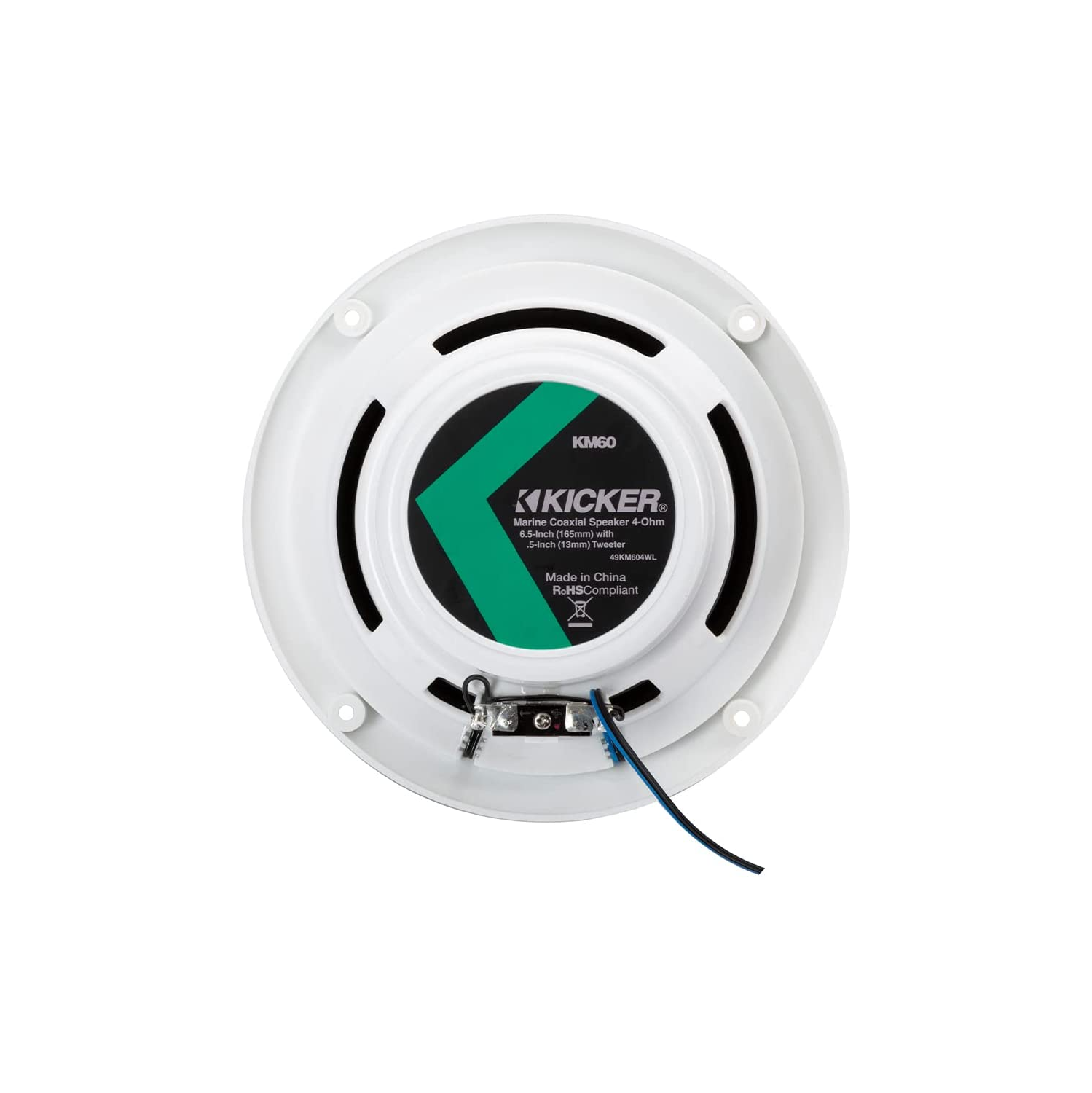 HAUT-PARLEURS COAXIAUX NAUTIQUES 49KM604WL KM60 6.5 PO DE KICKER AVEC HP AIGUS 13 MM (1/2 PO), BLANC, 4 OHMS AVEC DEL BLEUE