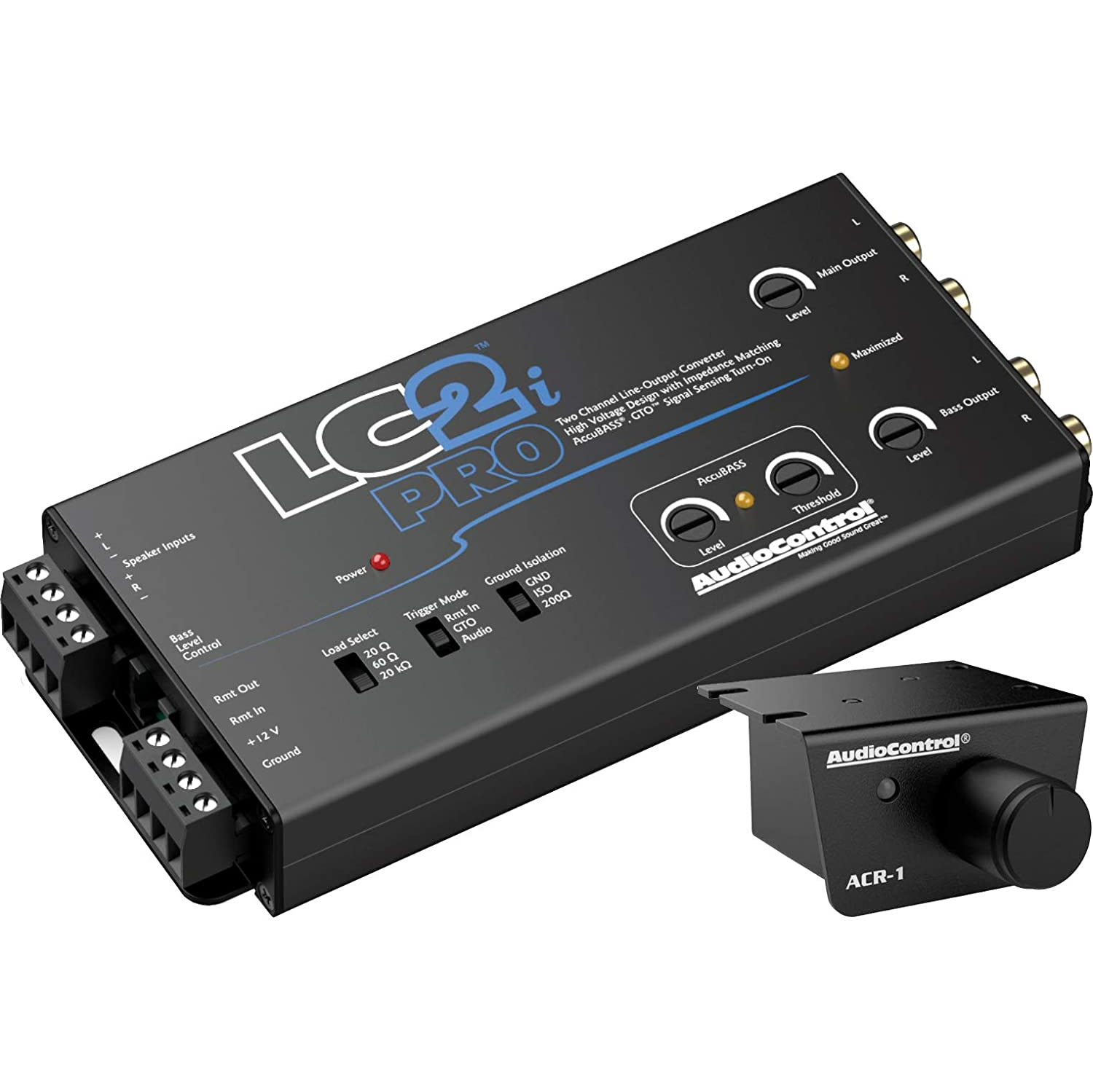 AudioControl LC2i PRO 2-Channel Line Output Converter with Impedance Matching, AccuBASS, GTO, Audio Signal Sense, 12V Turn-On and ACR-1 Dash Remote