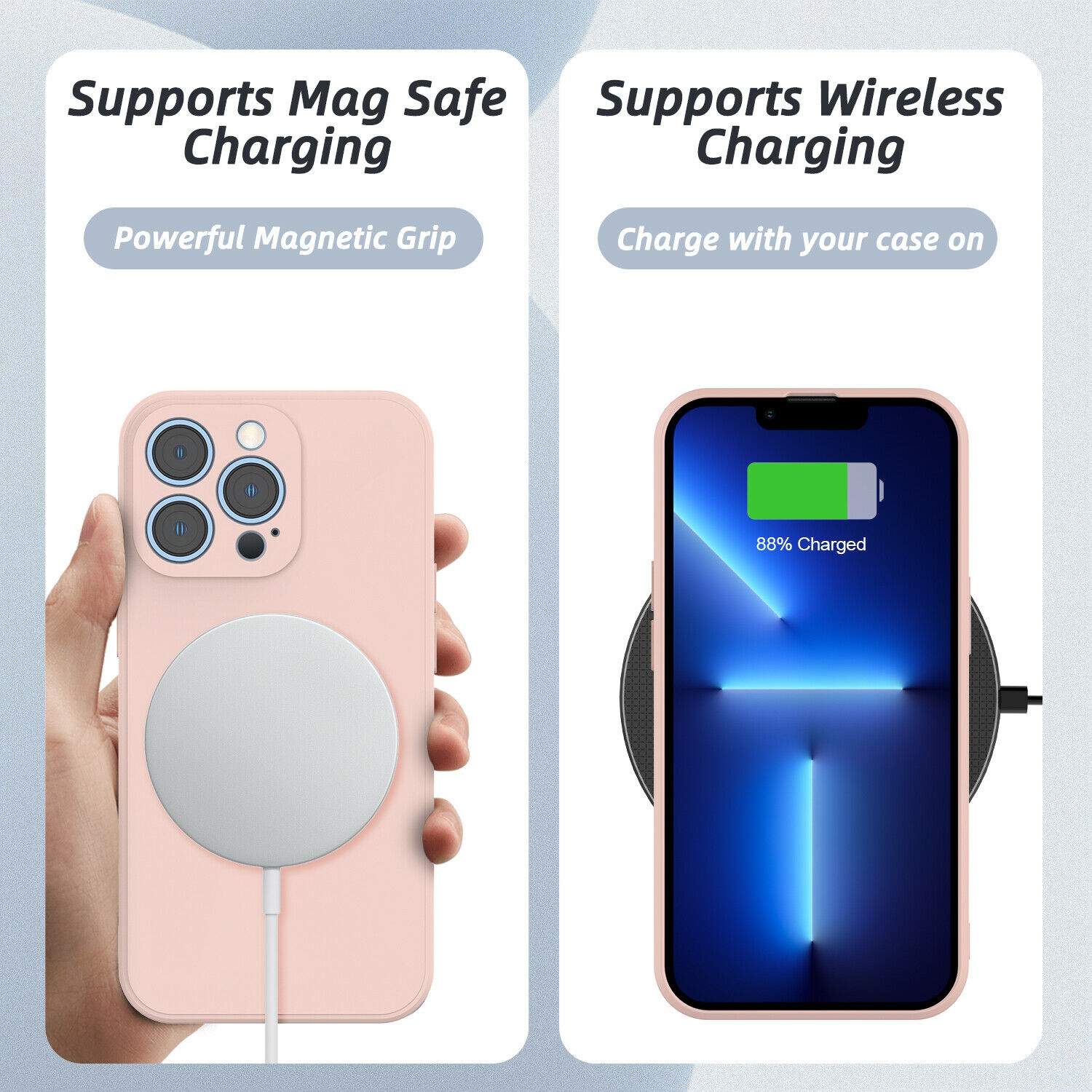 Kelvin Soft Silicone Case Rubber Bumper Case with Anti-Slip Microfiber Lining Back Shockproof Full-Body Protective Cover Case for iPhone 13 Pro -