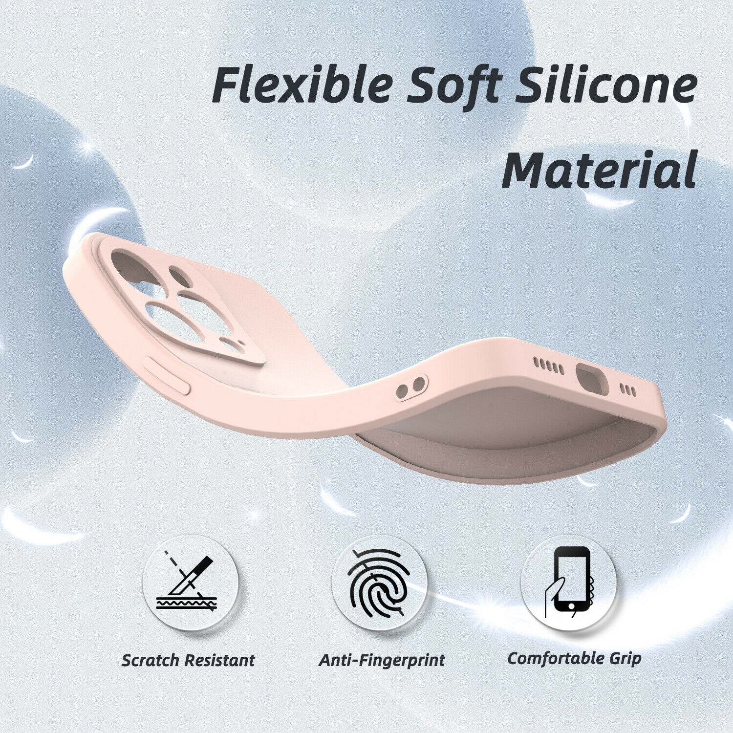 Kelvin Coque en silicone liquide caoutchouc gélifié, doublure en microfibre, texture coussinée – coque de protection antichoc pour iPhone 12 Pro Max