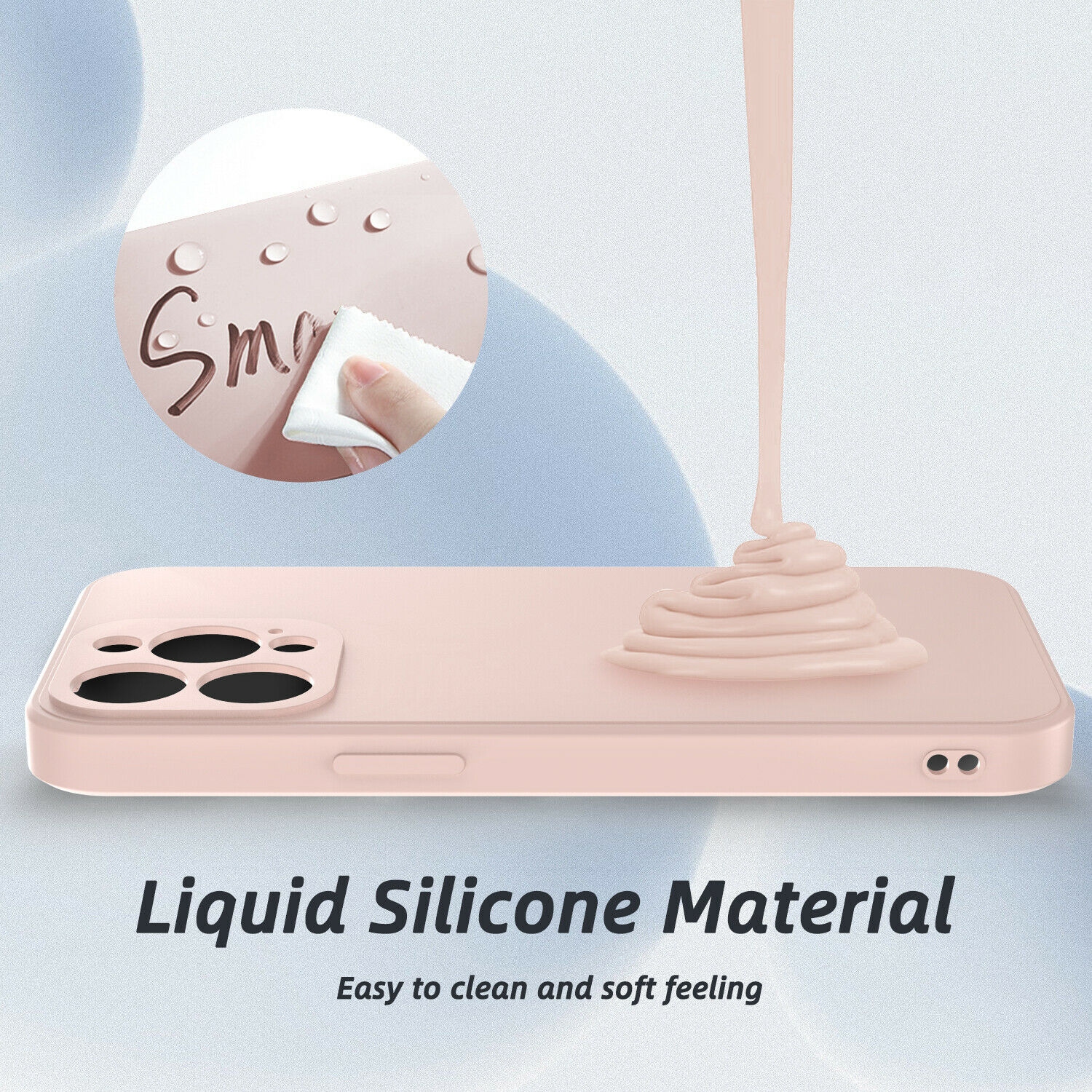 Kelvin Coque en silicone liquide caoutchouc gélifié, doublure en microfibre, texture coussinée – coque de protection antichoc pour iPhone 12 Pro Max