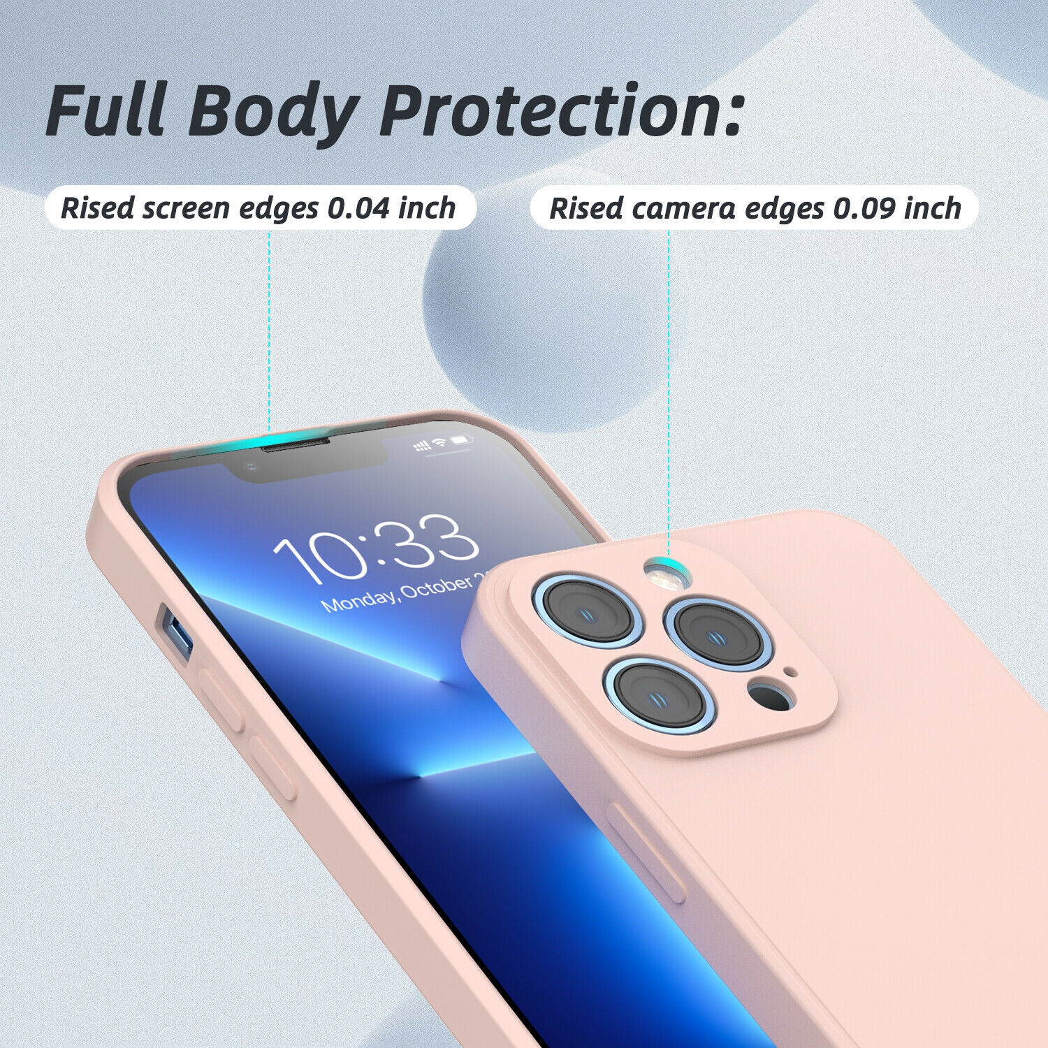 Kelvin Coque en silicone liquide caoutchouc gélifié, doublure en microfibre, texture coussinée – coque de protection antichoc pour iPhone 12 Pro Max