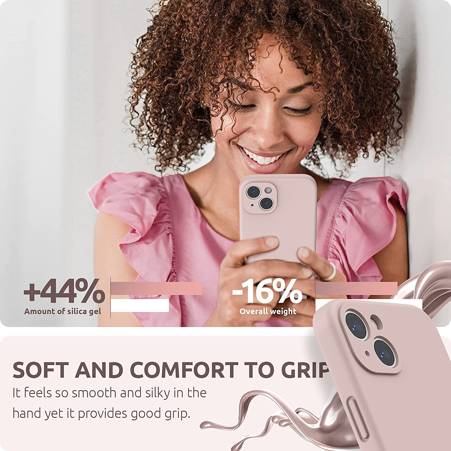 Kelvin Coque en silicone liquide caoutchouc gélifié, doublure en microfibre, texture coussinée – coque de protection antichoc pour iPhone 12 Pro Max