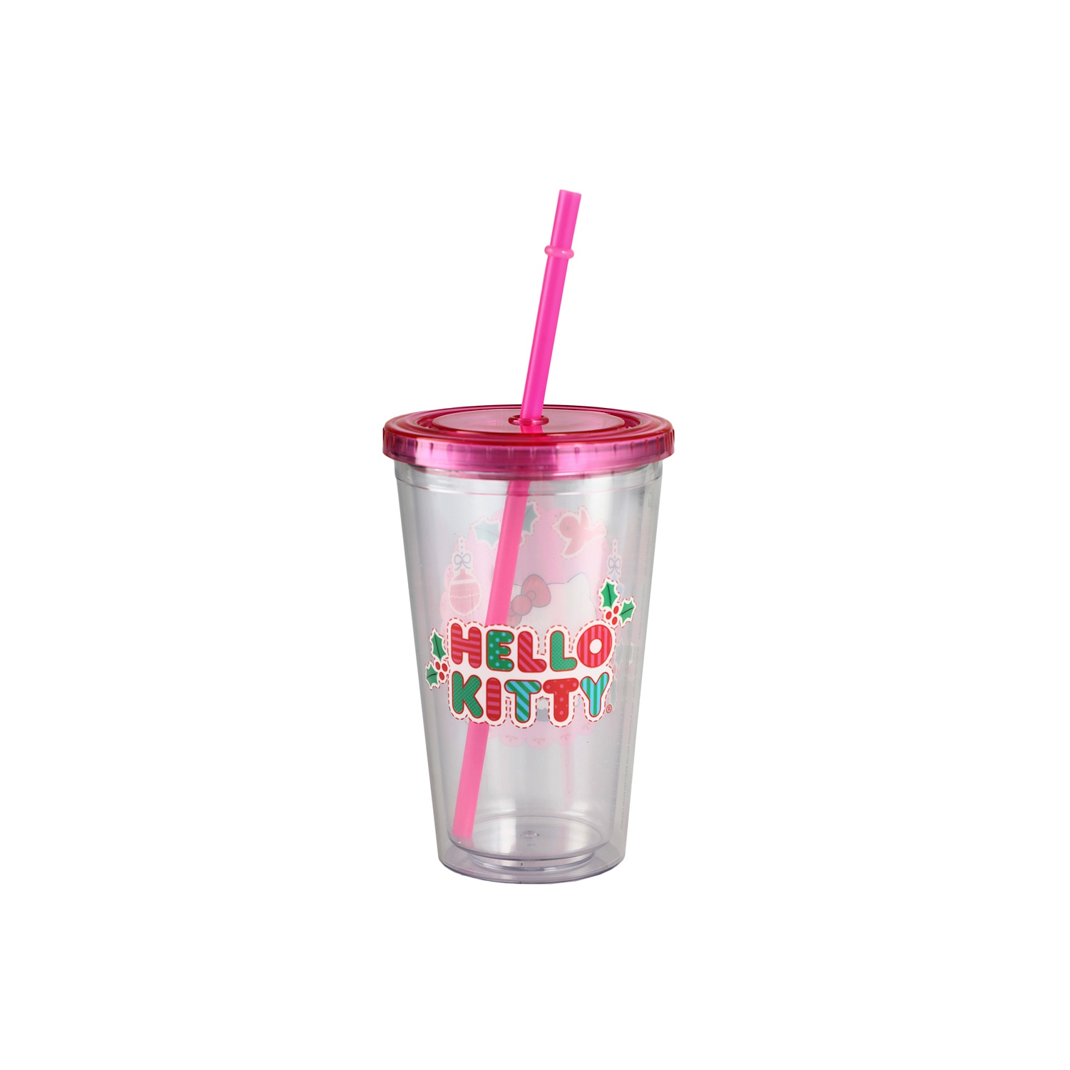 Hello Kitty Christmas 16 Oz Cup With Straw