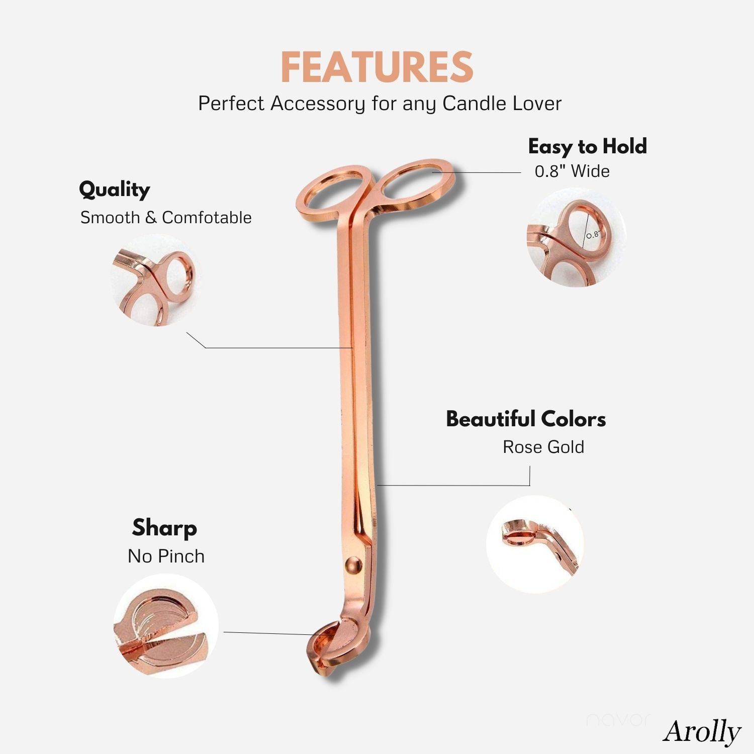 4 mèches à bougie en acier inoxydable poli, tondeuse à mèche antirouille, ciseaux coupants, accessoires à bougie, cadeaux élégants pour amateurs de