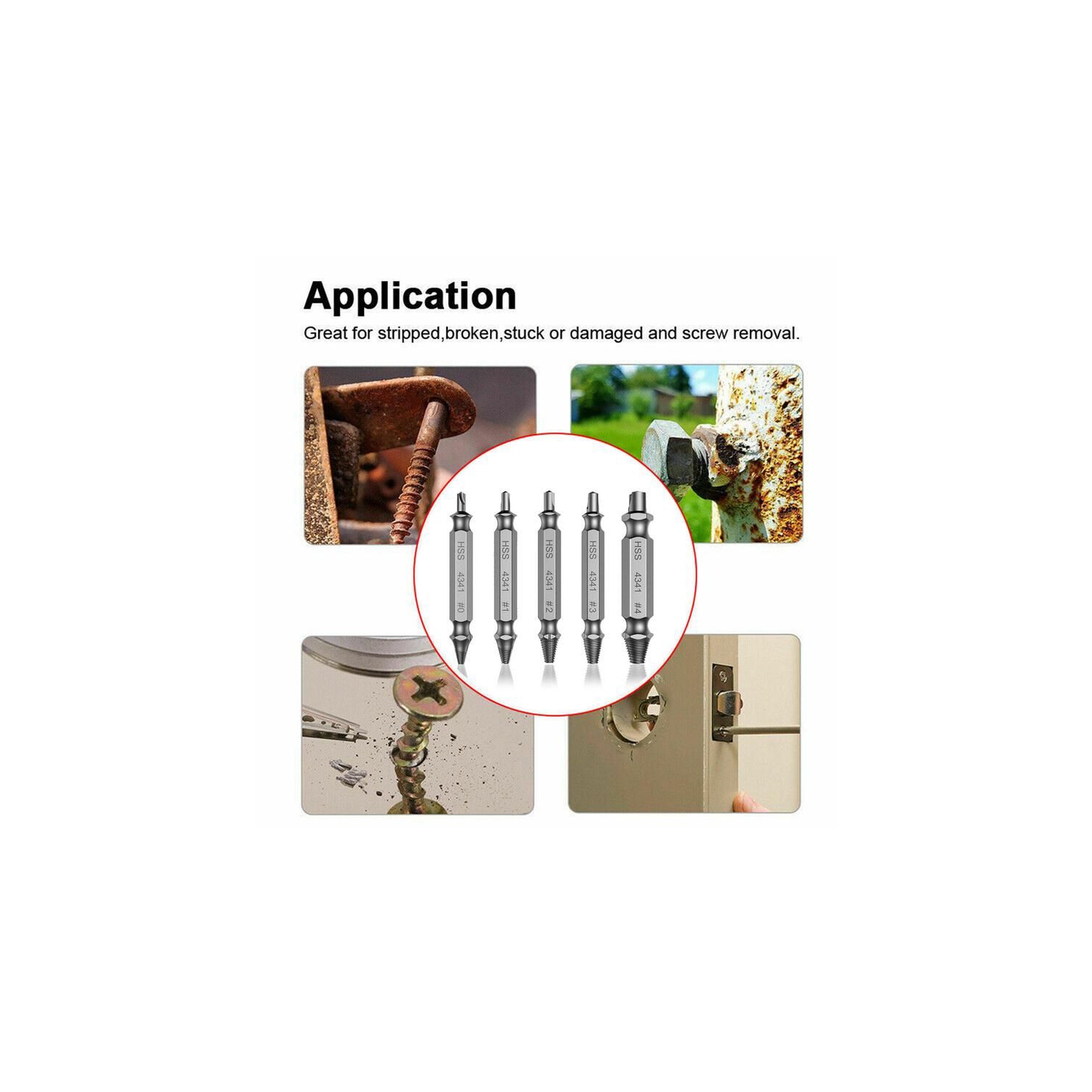 Ensemble d’extracteur de vis et extracteur de vis démonté Ensemble d’extracteur de vis endommagé 5 pièces facilitant le retrait des boulons brisés