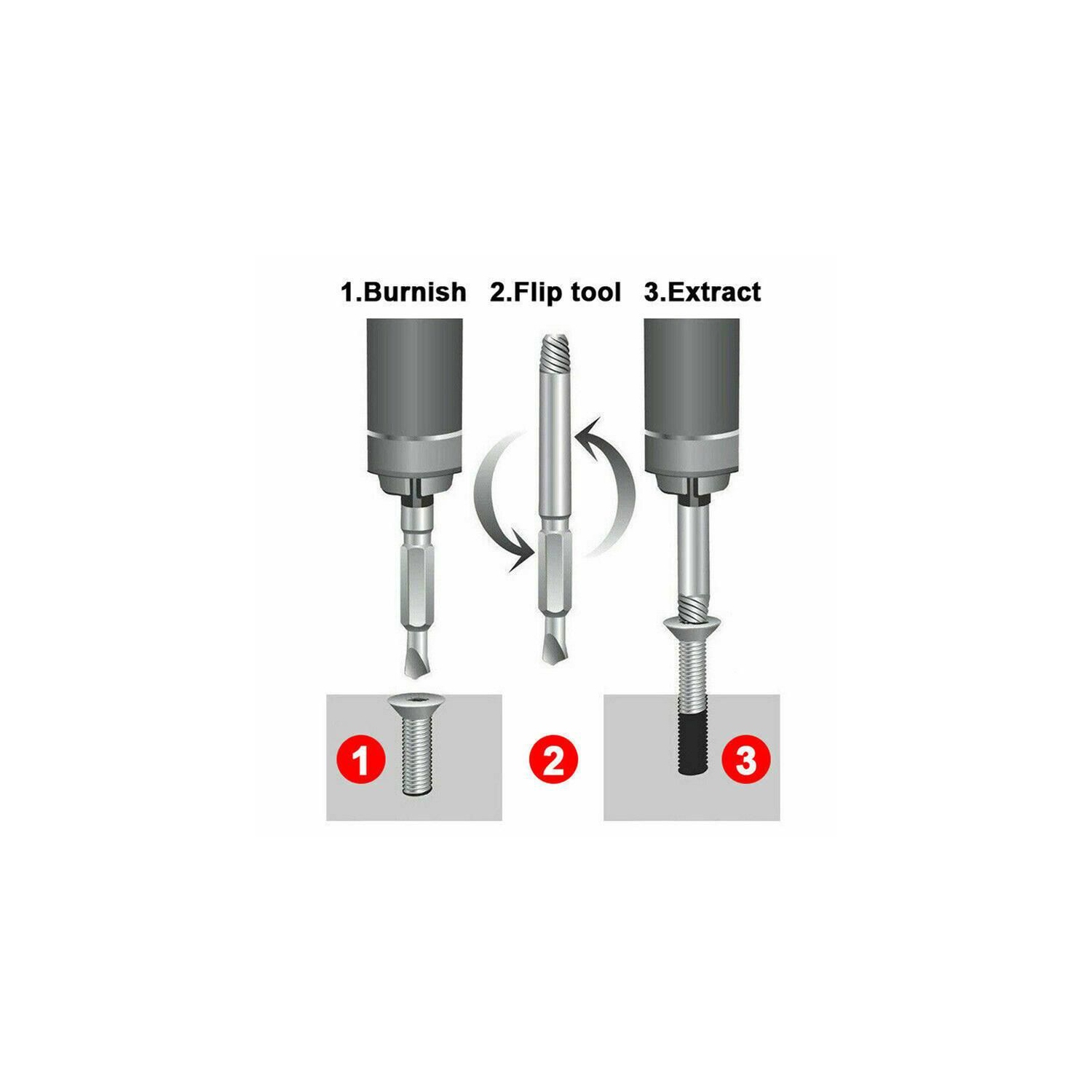 Ensemble d’extracteur de vis et extracteur de vis démonté Ensemble d’extracteur de vis endommagé 5 pièces facilitant le retrait des boulons brisés