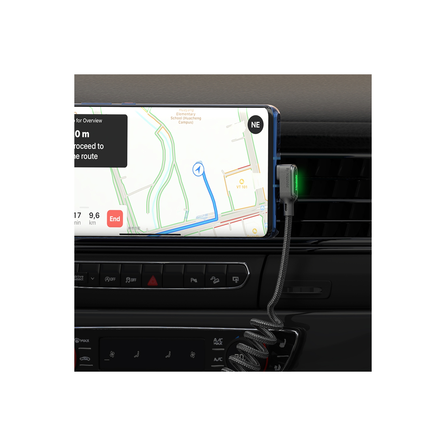 Câble de chargement/transfert sans enroulement de Mcdodo Câble de chargement tressé DEL en nylon USB-A à USB-C pour iPhone 16 iPhone 15 Samsung