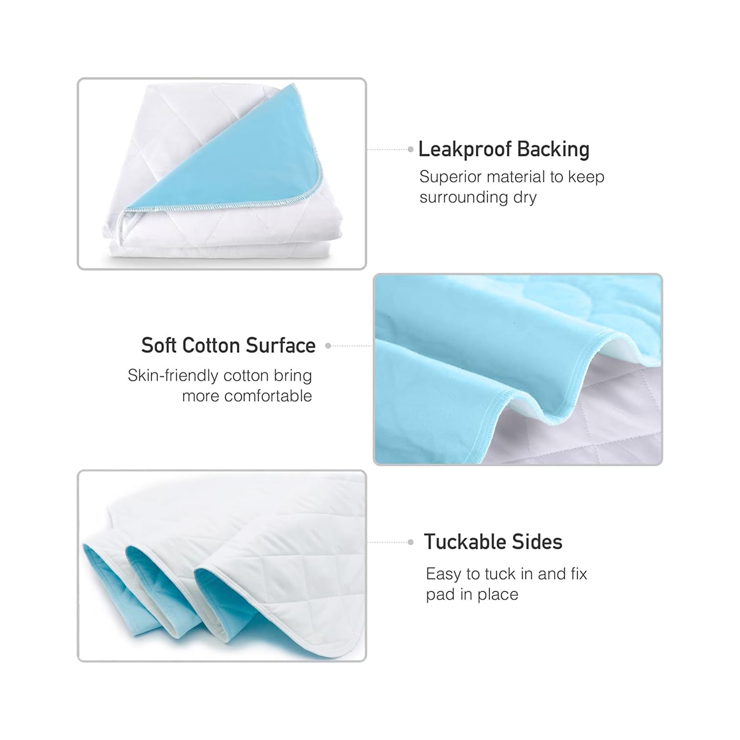 HYGIENX Deluxe – protège-draps imperméables, 34 po x x36 po, paquet de 3 protège-matelas, tampons hygiéniques réutilisables pour adultes animaux