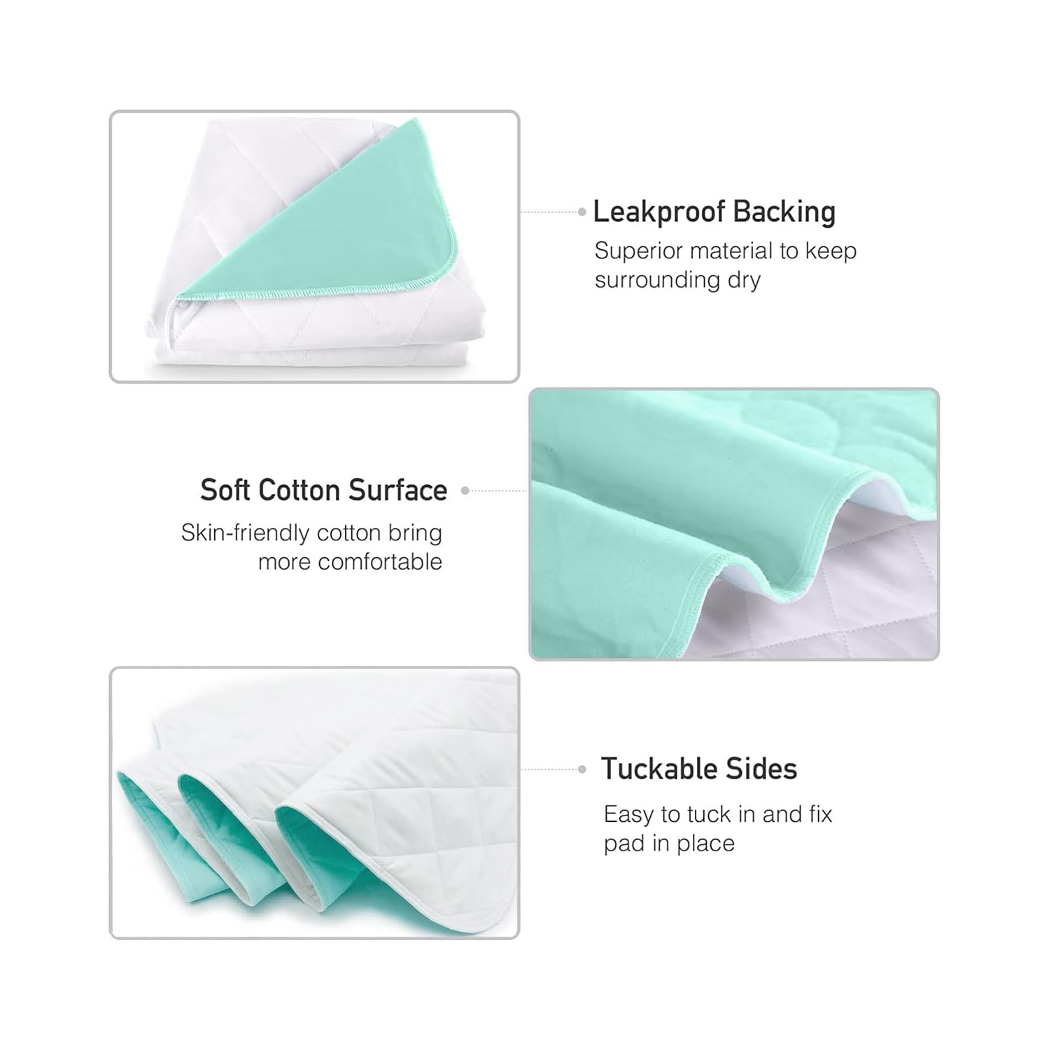 Serviettes hygiéniques hydrofuges réutilisables HYGIENX Premium Deluxe 34”x36”, paq. 3 protège-draps souples et absorbants protège-matelas pour aînés