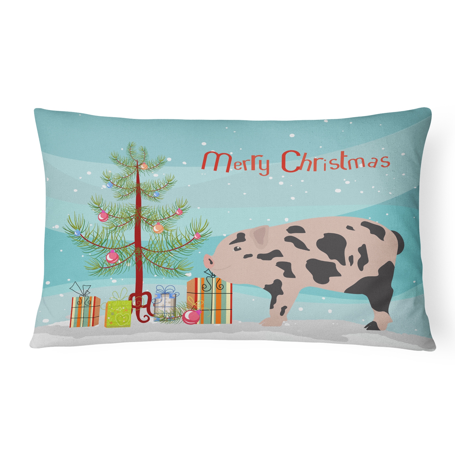 Caroline's Treasures BB9302PW1216 Mini Miniature Pig Christmas Canvas Fabric Decorative Pillow, 12H x16W, multicolor