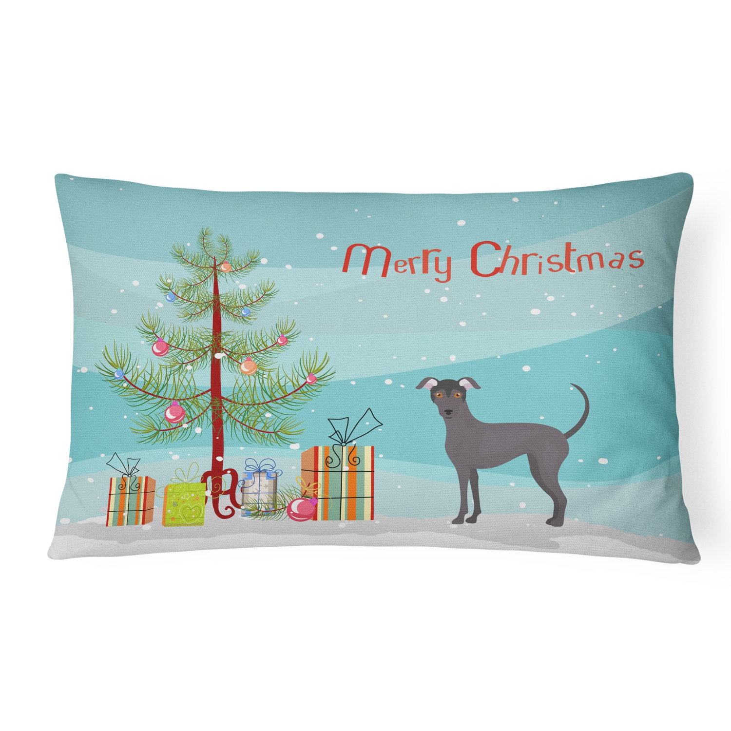 Caroline's Treasures CK3442PW1216 Argentine Pila Dog Christmas Tree Canvas Fabric Decorative Pillow, 12H x16W, multicolor