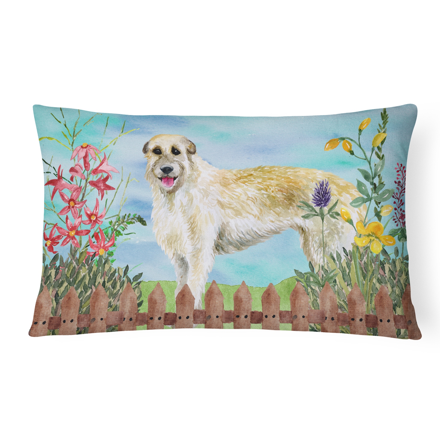 Caroline's Treasures CK1232PW1216 Irish Wolfhound Spring Canvas Fabric Decorative Pillow, 12H x16W, multicolor