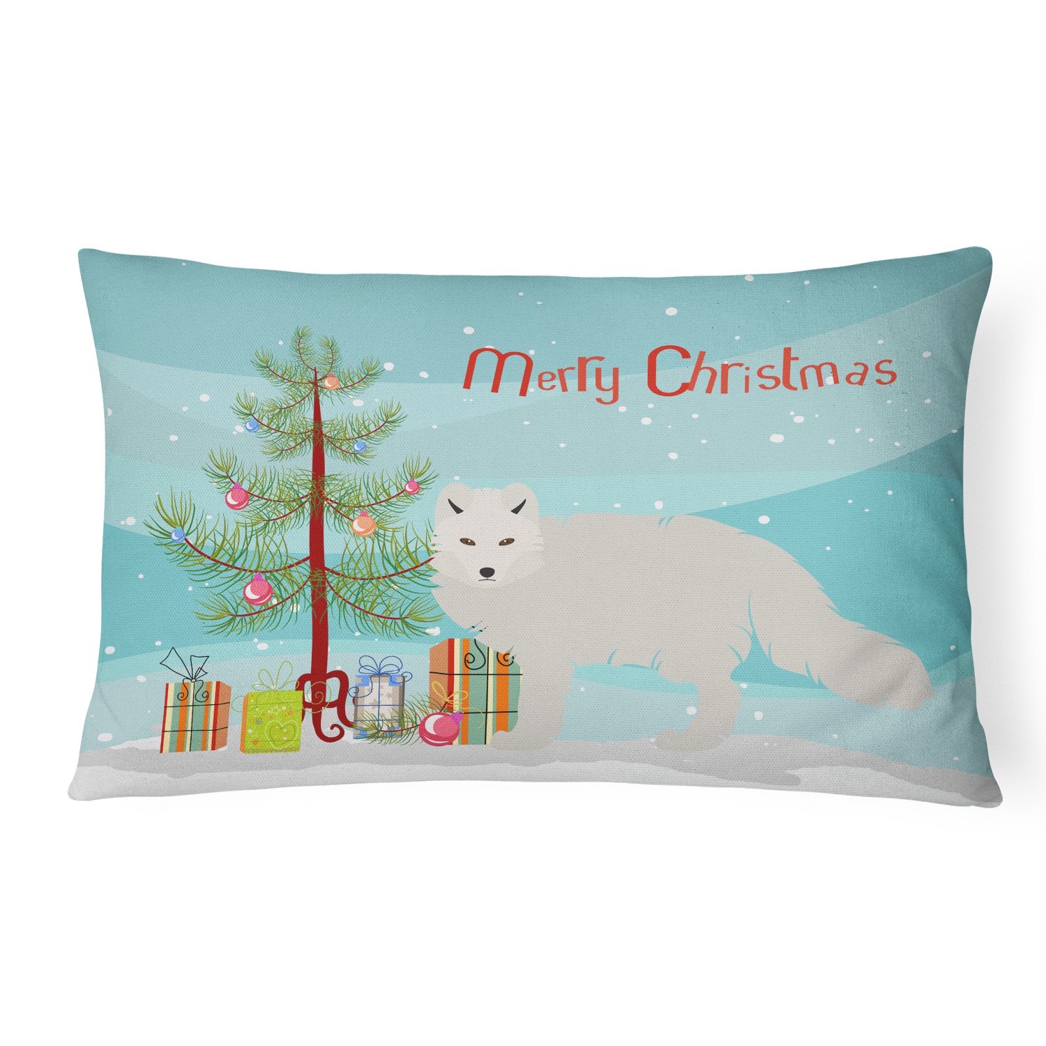 Caroline's Treasures BB9244PW1216 White Arctic Fox Christmas Canvas Fabric Decorative Pillow, 12H x16W, multicolor