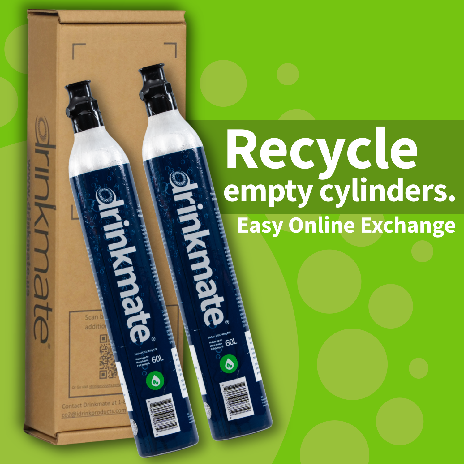 Drinkmate 60L CO2 Carbonator Cylinders, Compatible with SodaStream - 2 Pack