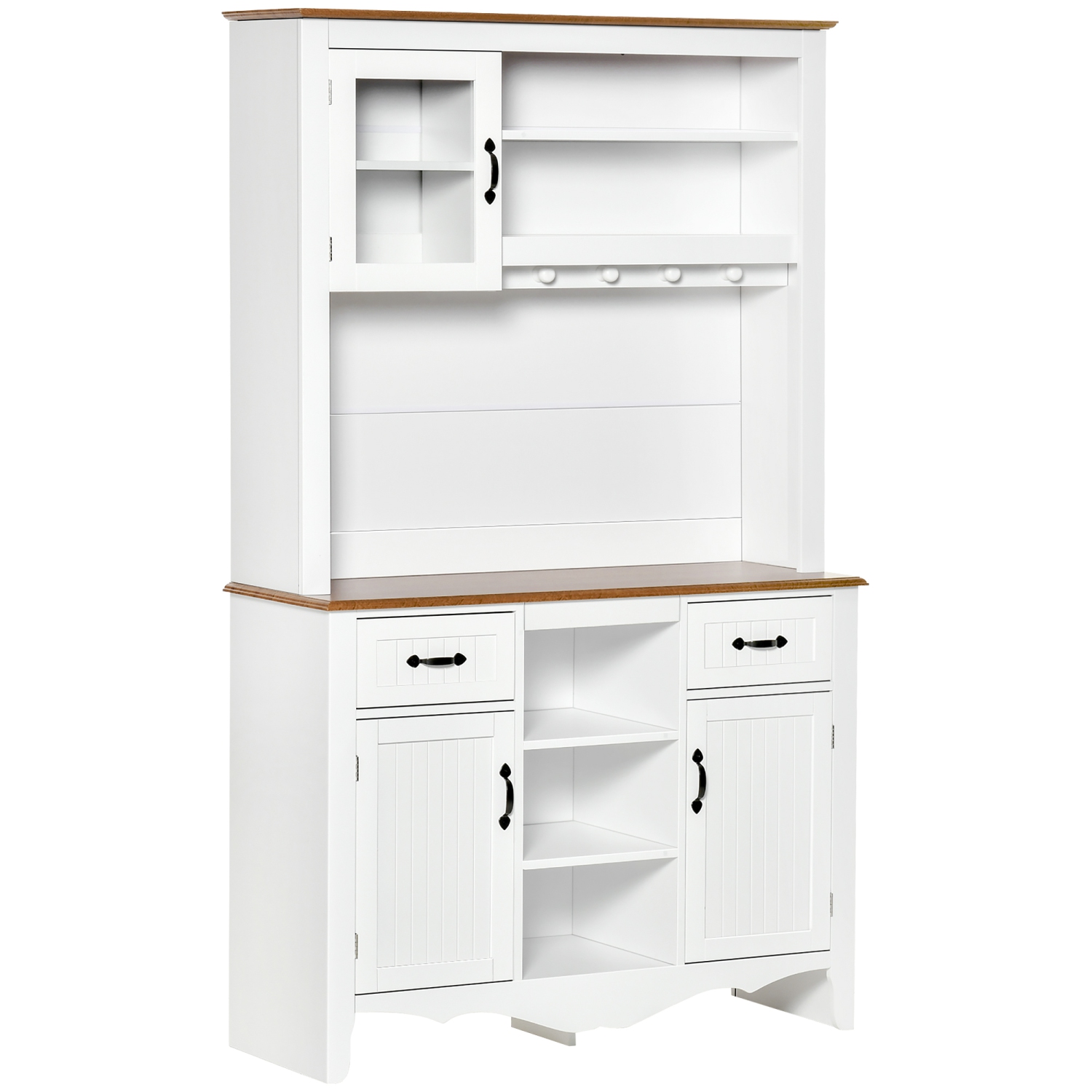 HOMCOM Buffet de cuisine de 71 po avec huche, armoire de rangement de style fermier avec tiroir utilitaire, armoires à 3 portes et étagères à 5