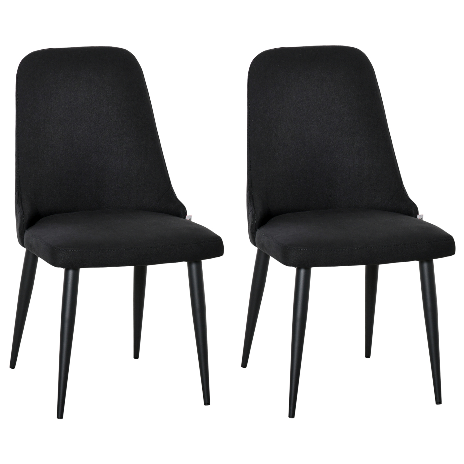 HOMCOM – Ensemble de 2 chaises de salle à manger modernes, chaises d’appoint rembourrées en tissu, chaises d’appoint pour cuisine, salon avec pattes