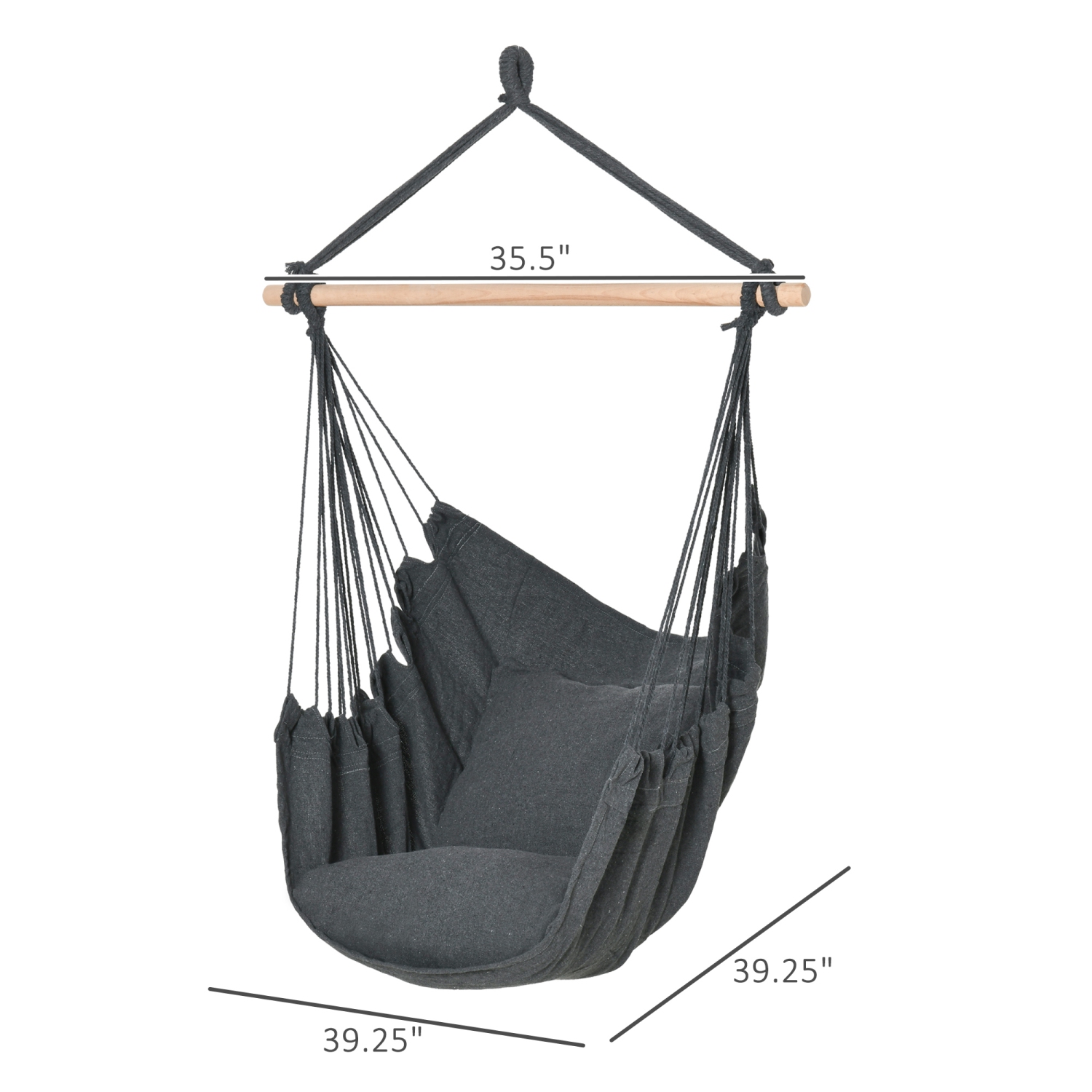 Outsunny – Chaise hamac suspendue en coton à macramé avec deux coussins de siège doux, pour chambre d’intérieur, cadeau idéal pour enfants cadeau