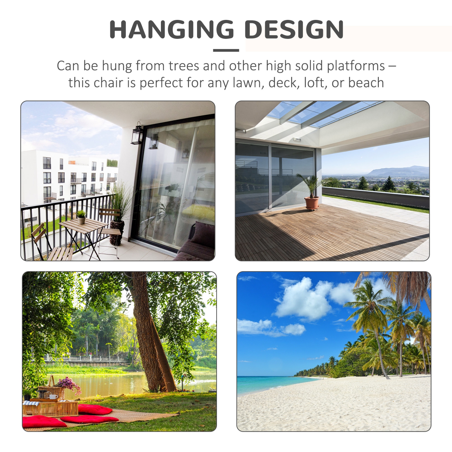 Outsunny – Chaise hamac suspendue en coton à macramé avec deux coussins de siège doux, pour chambre d’intérieur, cadeau idéal pour enfants cadeau