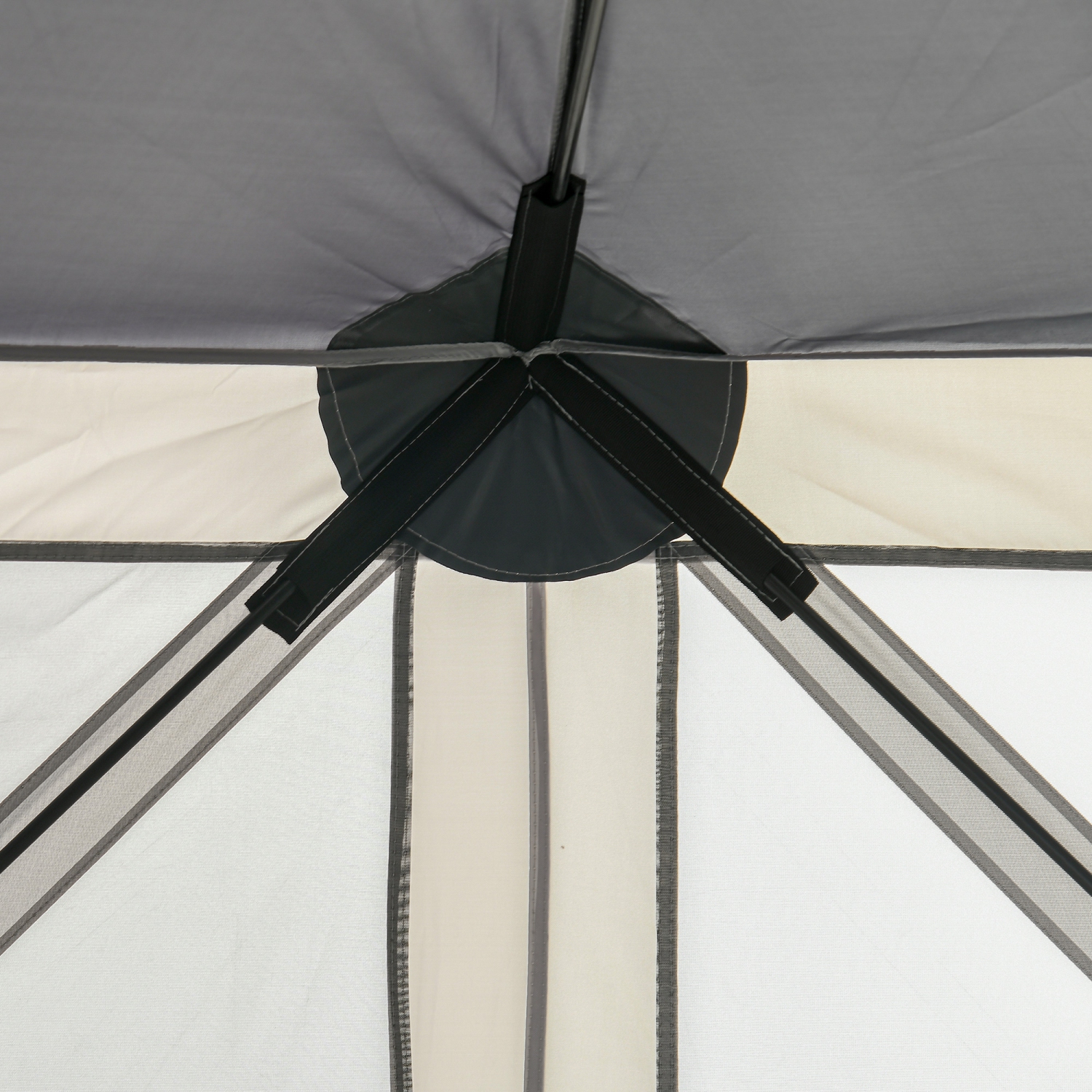 Tente à moustiquaire hexagonale Outsunny de 12 x 12 pi, abri de camping automatique Auvent de pique-nique extérieur avec parois en filet et sac de