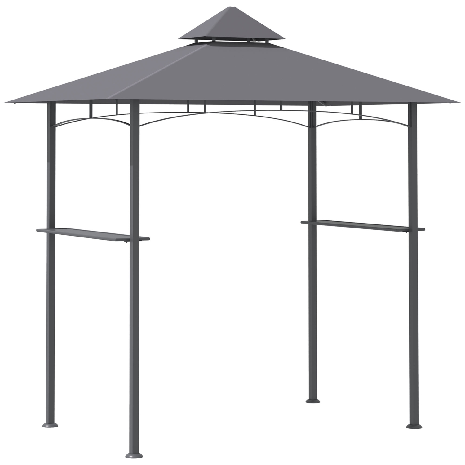 Outsunny 8' x 5' Pavillon de jardin abri barbecue avec double toit auvent extérieur gris
