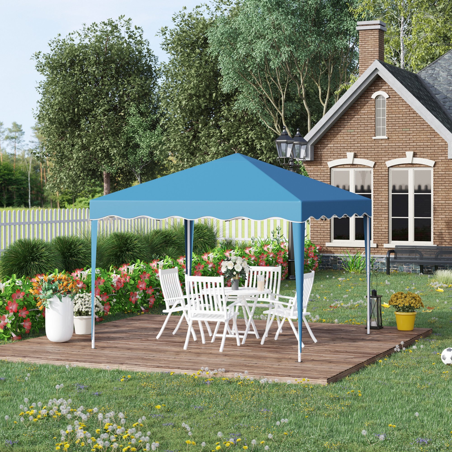 Outsunny 10' x 10' Pop Up Canopy Tent, Instant Shelter with Carry Bag, Adjustable Height, Garden Outdoor Party Tent, Blue