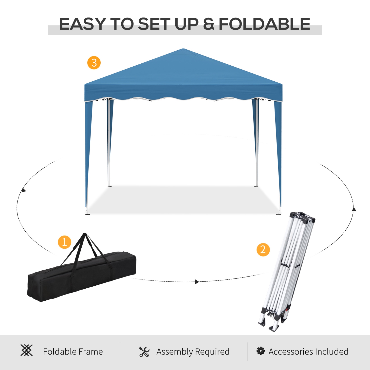 Outsunny 10' x 10' Pop Up Canopy Tent, Instant Shelter with Carry Bag, Adjustable Height, Garden Outdoor Party Tent, Blue